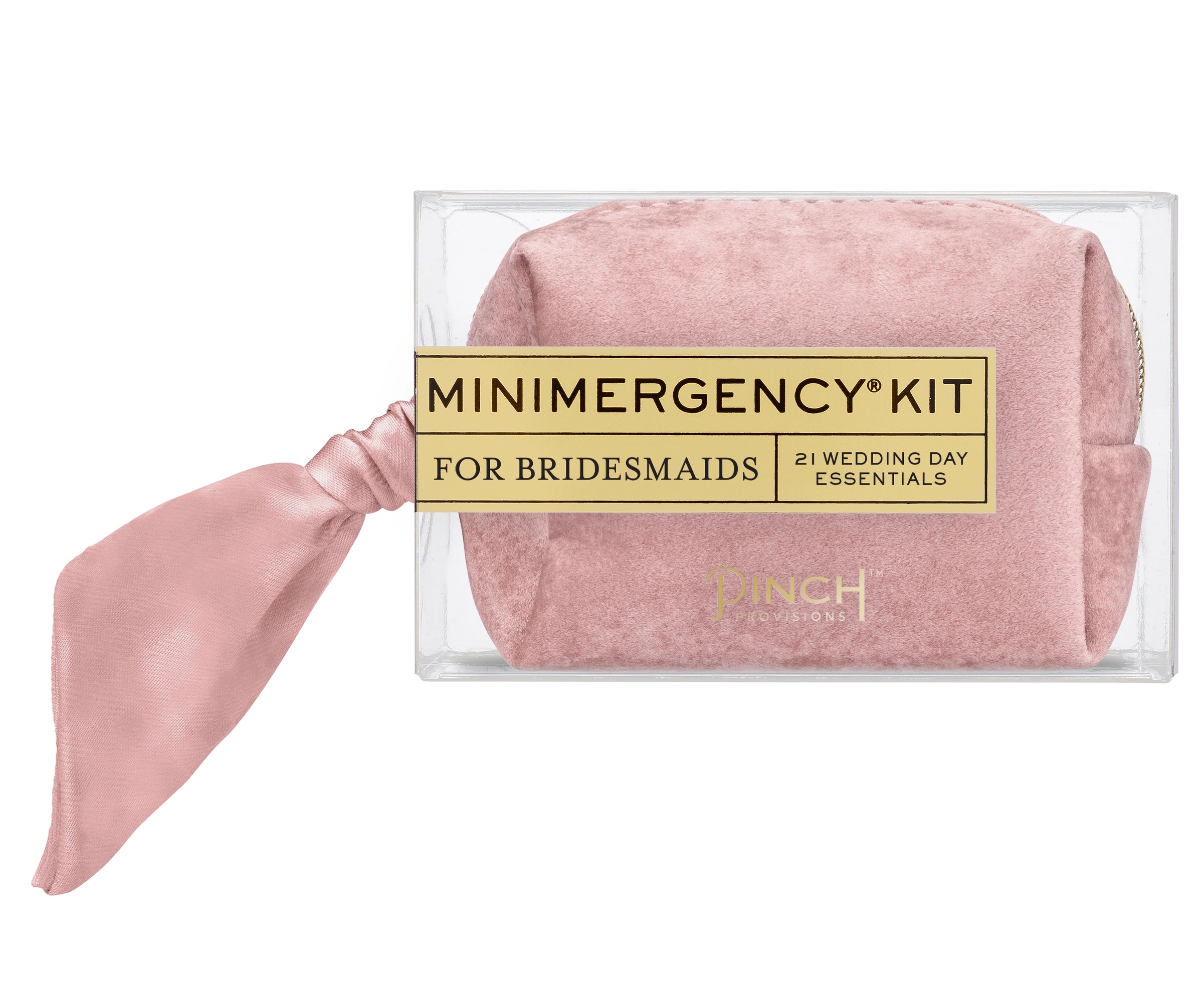 Velvet Bridesmaid Emergency Kit - Dusty Pink Mini Makeup & Essentials Pouch for Weddings, Parties & Travel