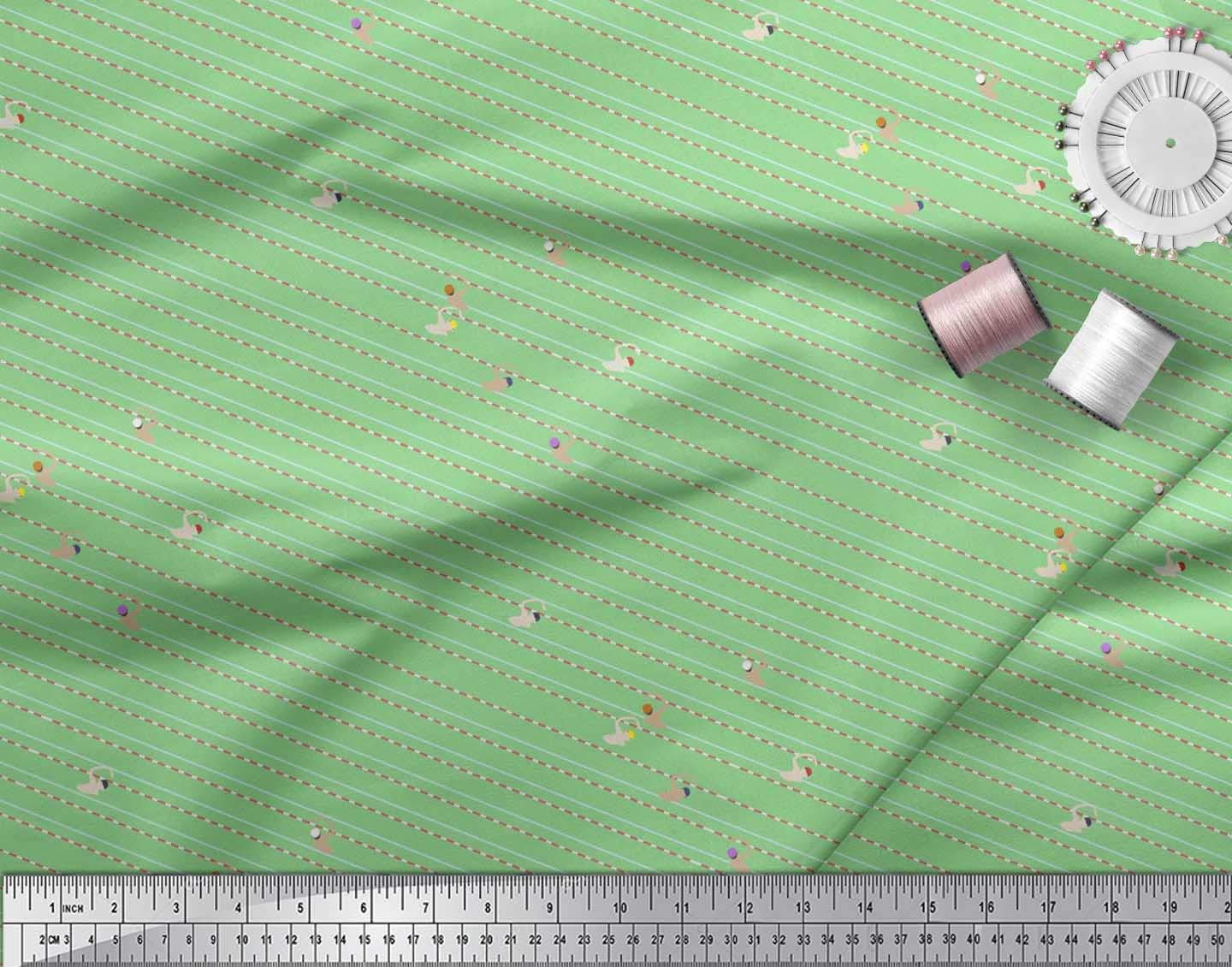 Soimoi Rayon Green Fabric by The Yard - 42 Inch Wide Printed Fabric for Swimwear, Sports & Poolside Activities - Perfect for Swimsuits, Beach Cover-Ups and Race Day Outfits