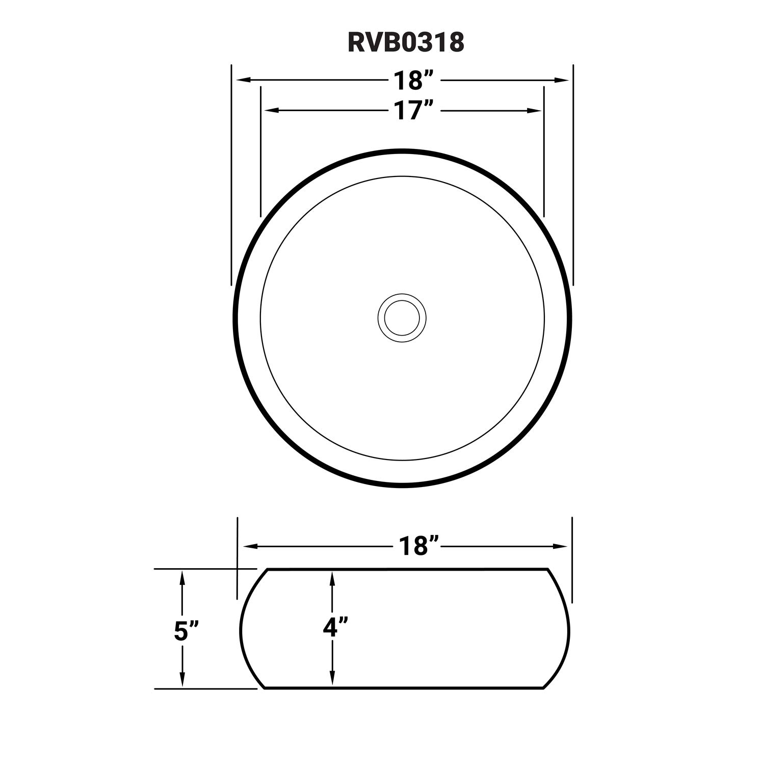 Ruvati 18 Inch White Round Porcelain Vessel Sink - RVB0318 | Above Counter Bathroom Vanity Sink | Modern Ceramic Basin for Powder Room, Guest Bath & Master Bathroom | Small Circular Sink with Elegant Design