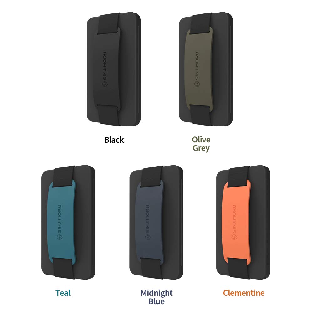 Sinjimoru Adhesive Wallet Case - Black with Midnight Blue Band | Secure & Stylish Phone Accessory for Everyday Use, Travel & Outdoor Activities