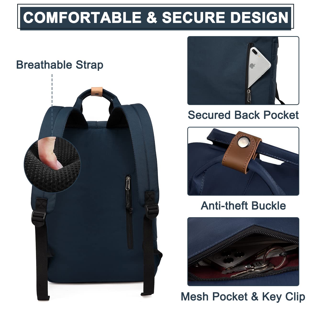 VASCHY Unisex Travel Backpack for Men & Women - Lightweight Carry-On Luggage Rucksack, Navy Wine, One Size - Perfect for Airplane, Hiking, Camping & Daily Commute