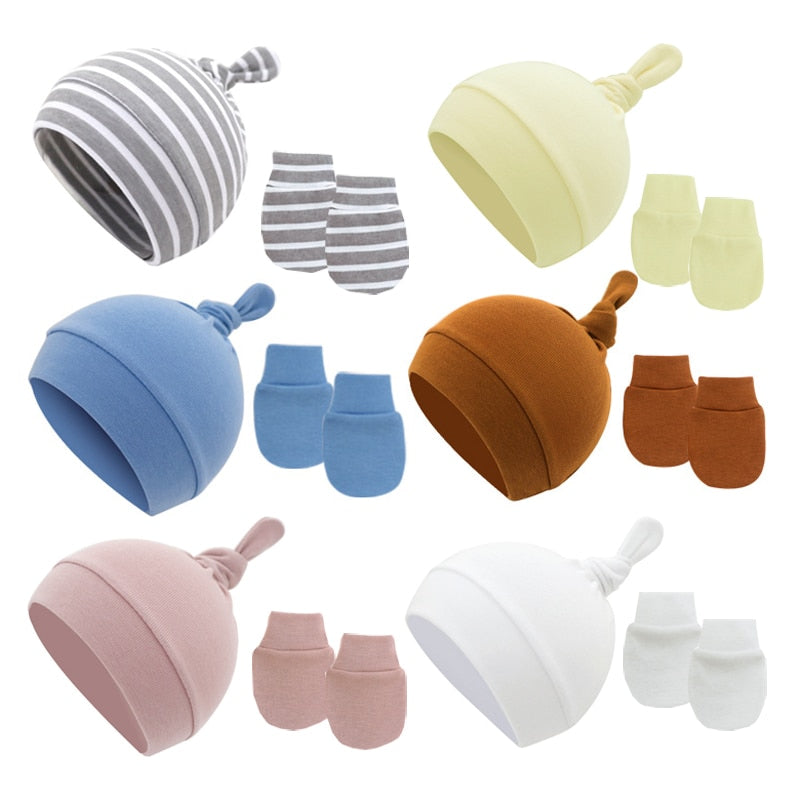 Soft Cotton Baby Beanies & Mittens Set - Warm & Comfortable Newborn Hats & Gloves for Boys & Girls - Perfect for Winter, Fall & Outdoor Activities