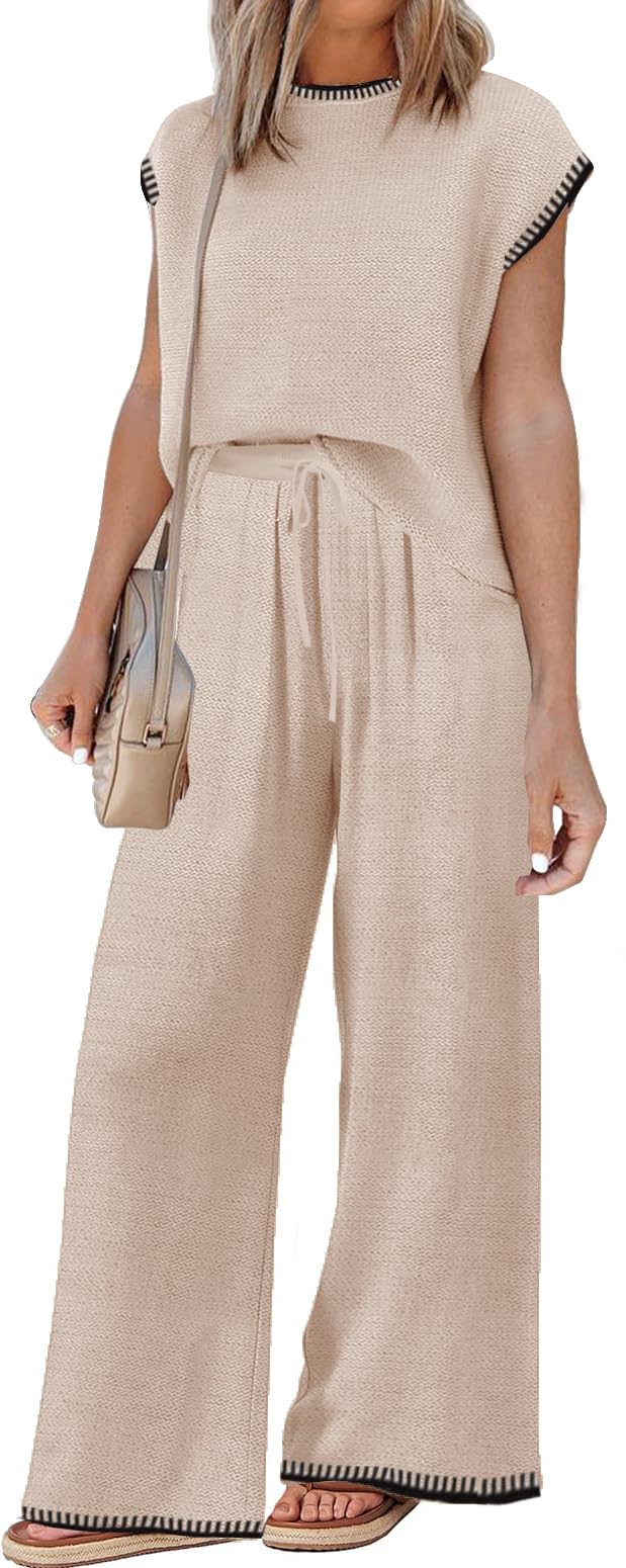 Women's 2-Piece Matching Outfits - Casual Sweater Lounge Sets for Spring/Summer 2024 Travel & Vacation Wear | Cozy Home Outfits, Weekend Brunch Clothes