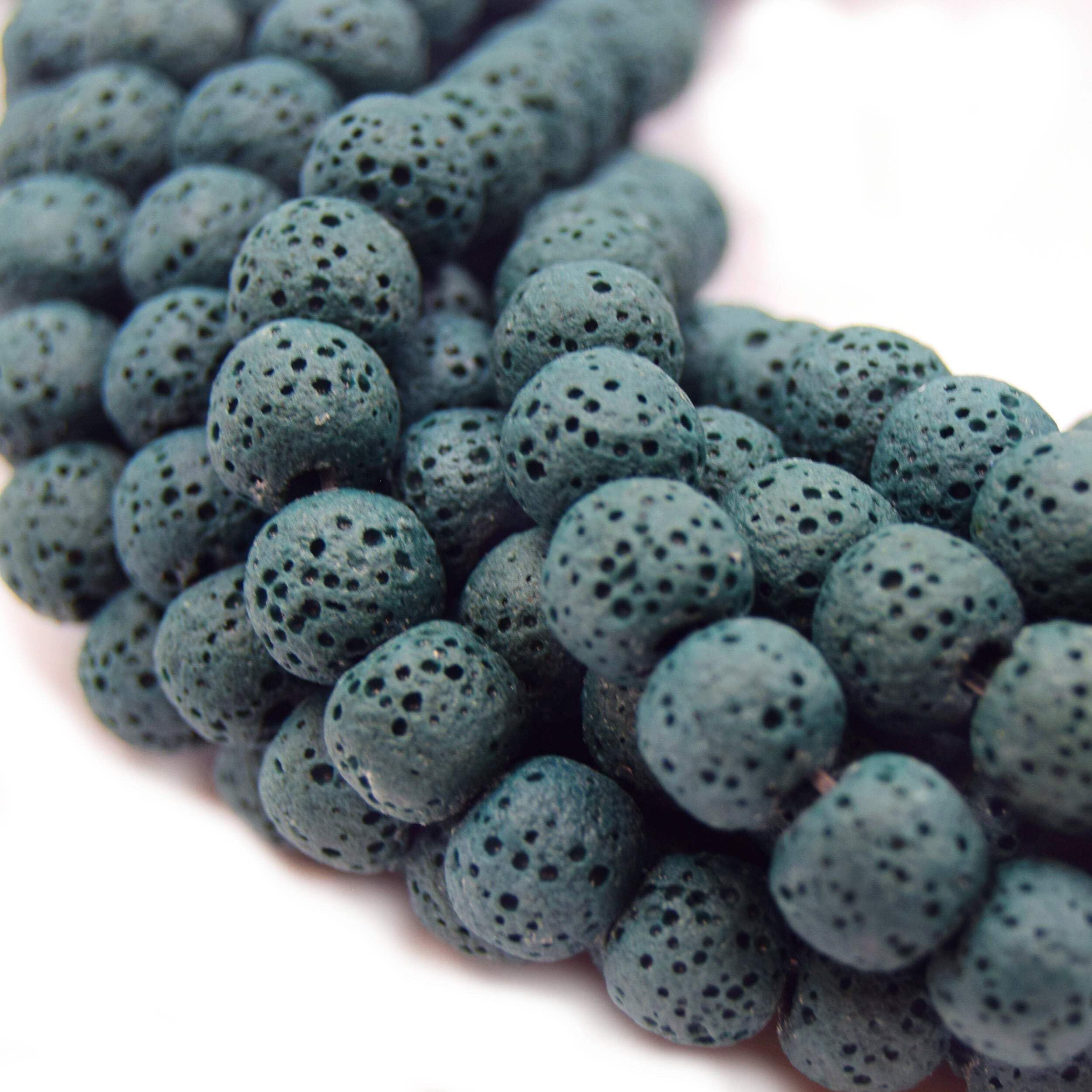 Lava Beads for Essential Oils - 10mm Dark Teal Round Aromatherapy Diffuser Beads - Perfect for Jewelry Making, DIY Bracelets & Home Fragrance