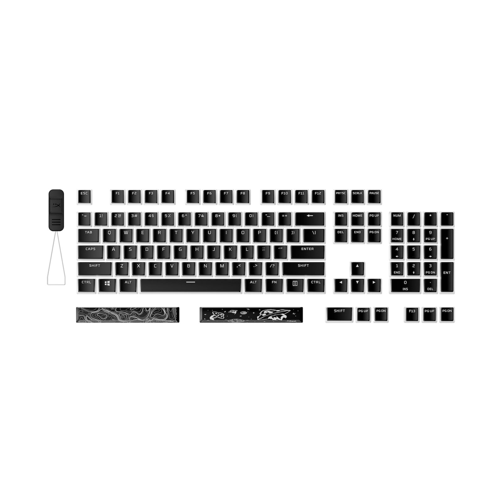 HyperX Pudding Keycaps 2 - Full 104/105 Key Set - PBT Double-Shot Keycaps for Mechanical Keyboards - Perfect for Gaming, Typing & Custom PC Builds