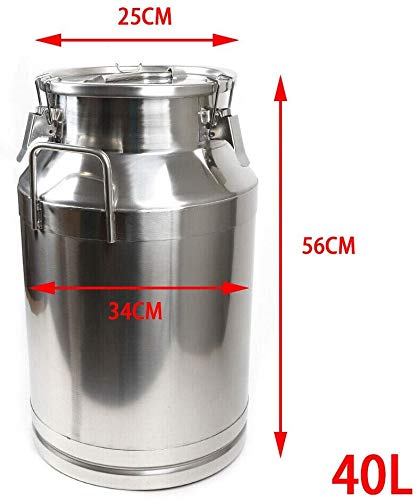 40L/10.5Gal Stainless Steel Milk Can with Silicone Seal - Food Grade Transport Barrel for Milk, Oil, Wine - Ideal for Farm, Dairy, Brewery & Home Use