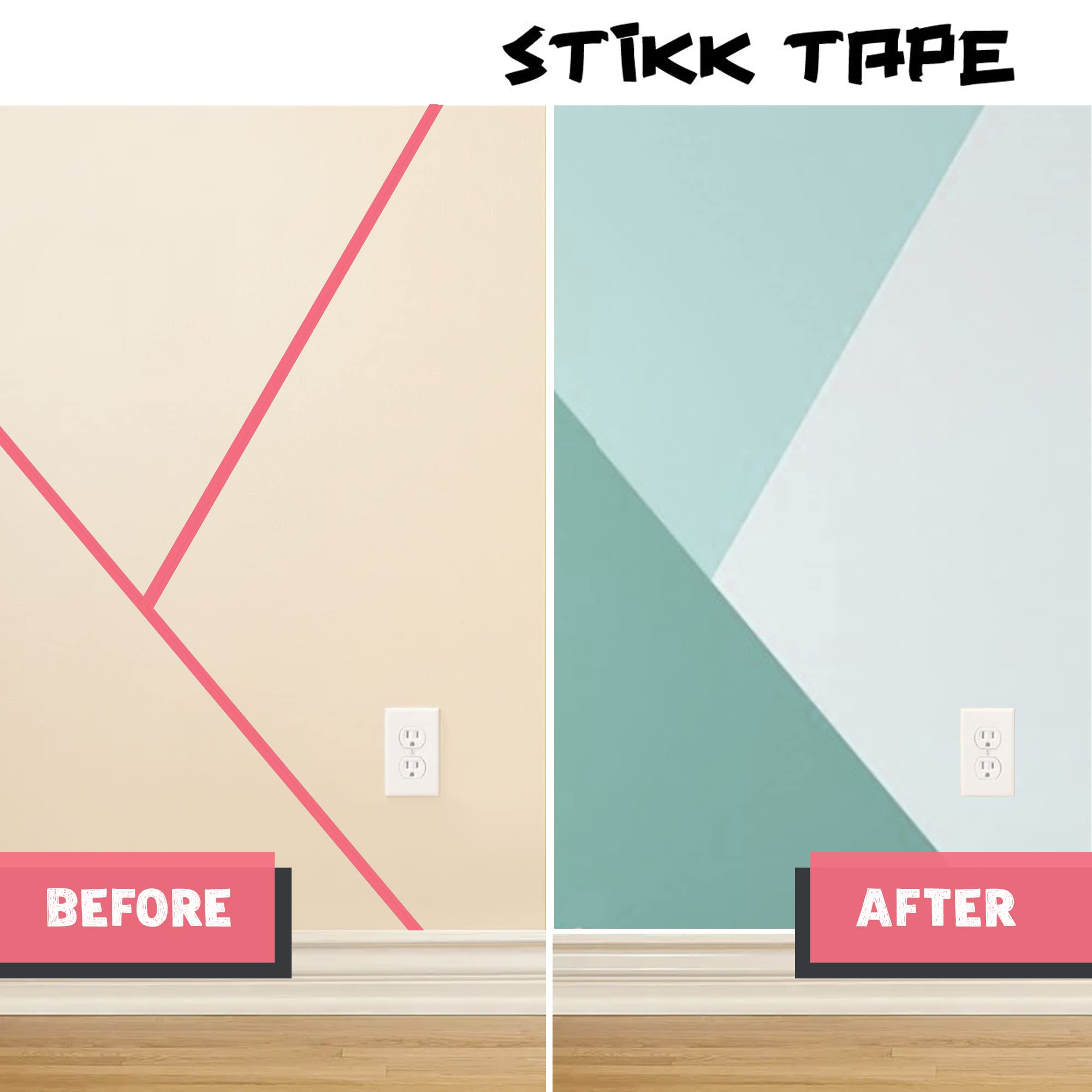 STIKK Pink Painter's Tape 3-Pack - 1 Inch x 60 Yards - Residue-Free Masking Tape for Painting, Edges, Trim & Ceilings - Perfect for DIY Home Projects, Wall Art & Professional Painting - Ideal for Clean Lines & Sharp Edges