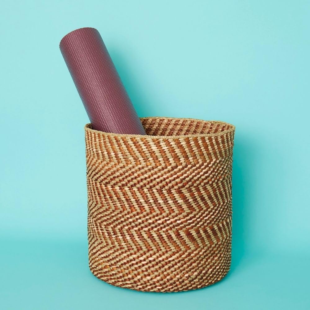 Brown Iringa Woven Storage Basket Set - Indoor Planter & Toy Organizer for Home Decor, Nursery, and Playroom Organization