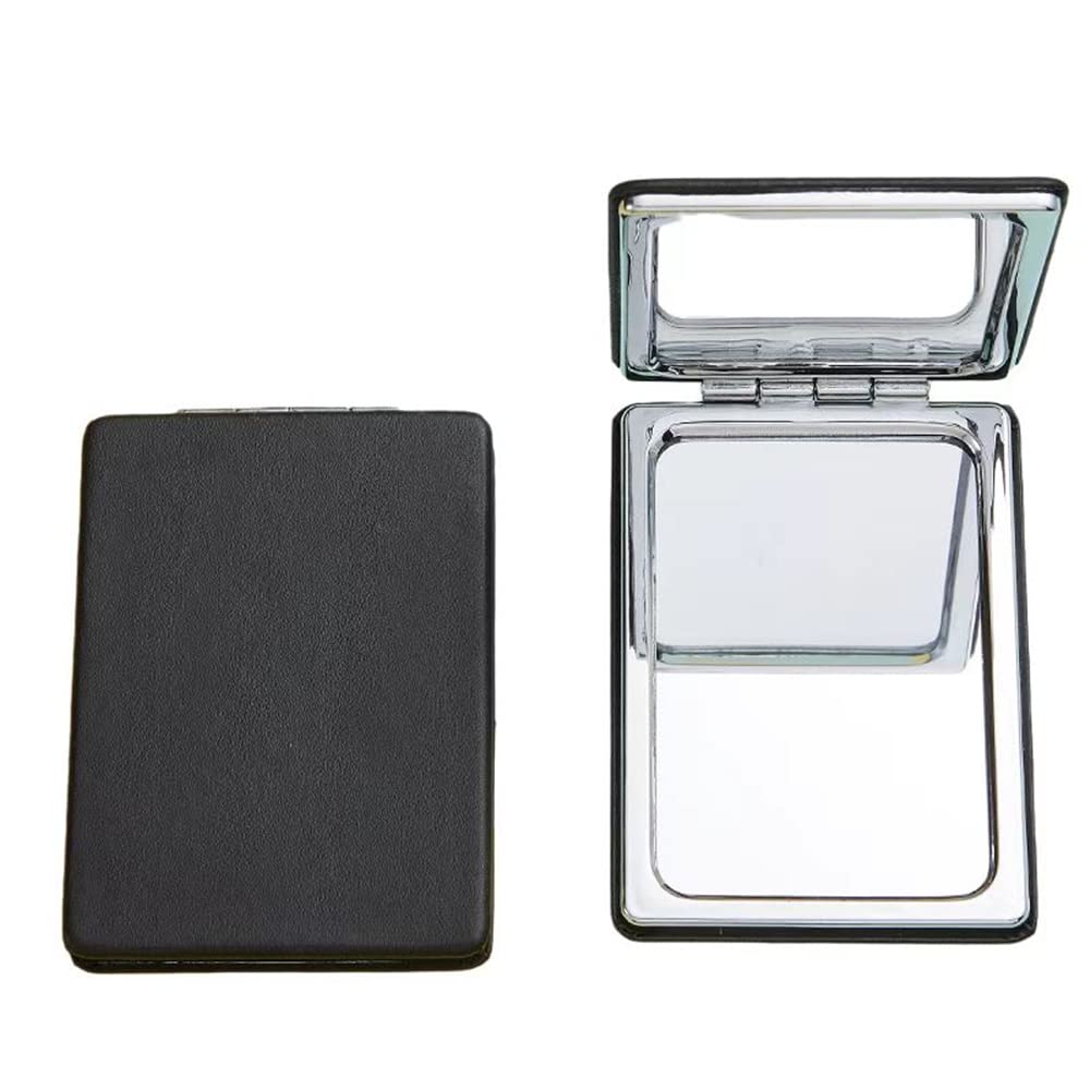 Portable Double-Sided Compact Mirror for Men & Women - Black Travel Makeup Mirror for Handbag, Pocket & On-the-Go - Distortion-Free Vanity Mirror for Home, Office & Travel Essentials