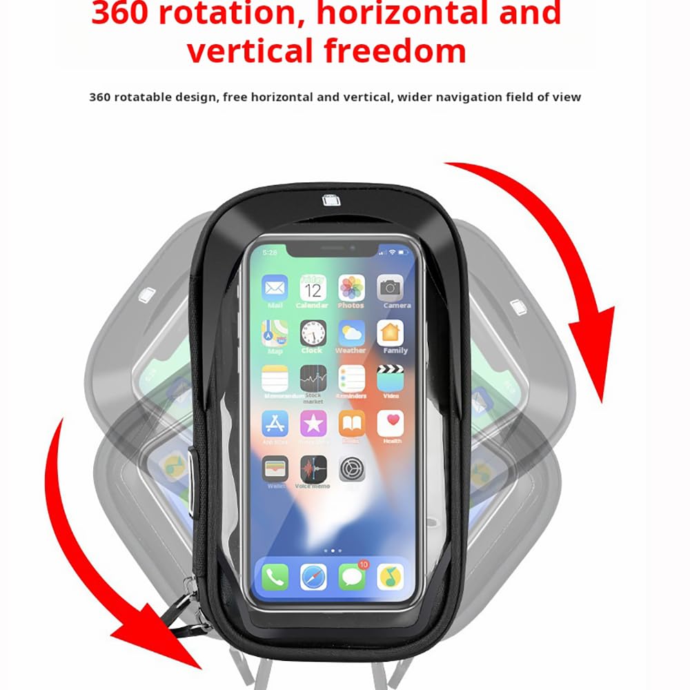 X-Energy Bike Phone Holder Mount - Waterproof Handlebar Bag with 360° Rotation for Road Bikes & eBikes - Sensitive TPU Touch-Screen Compatible with Phones Under 6.8