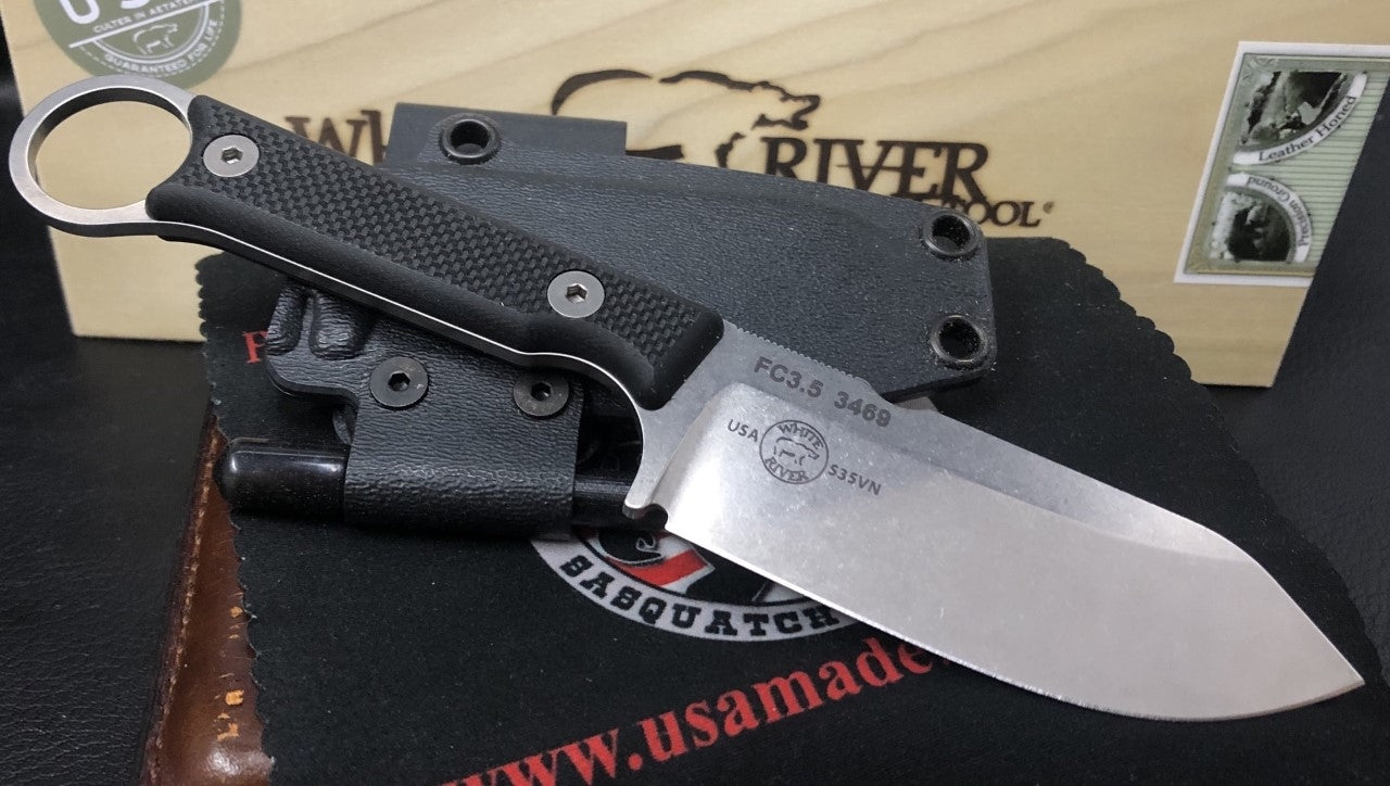 White River Knives Firecraft FC 3.5 S35VN Black G10 Folding Knife - Premium Outdoor Survival Tool for Camping, Hunting & Bushcraft