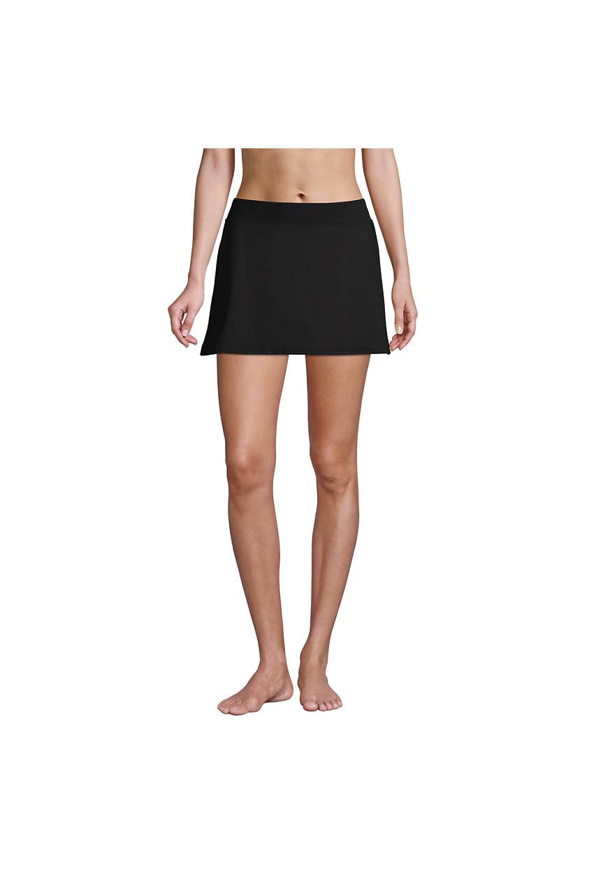 Lands' End Women's Long Chlorine Resistant Tummy Control Swim Skirt - High Waisted Swim Bottoms for Beach, Pool & Water Aerobics | UPF 50+ Sun Protection