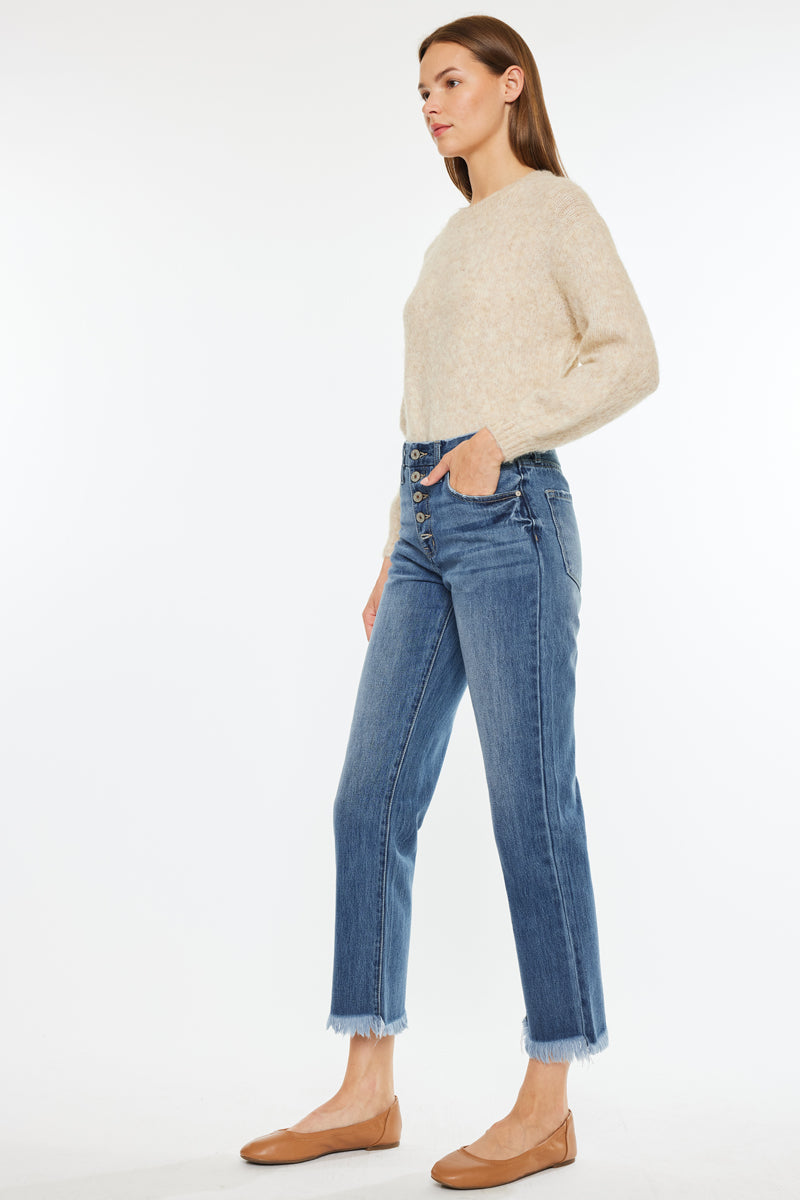 Taurus High Rise Straight Leg Jeans for Women - Stretchy Denim Pants, Comfortable & Flattering Fit - Perfect for Casual Wear, Office & Date Nights