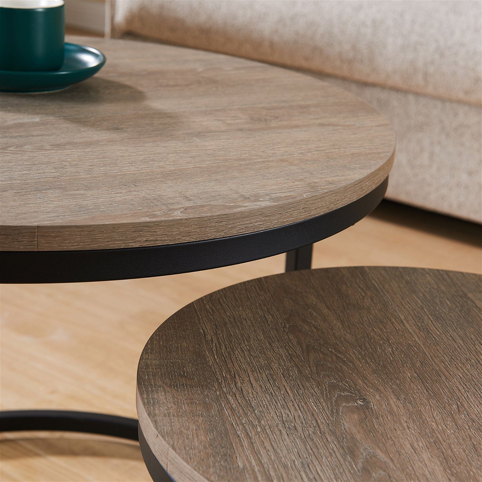 ECHO 600 Nested Coffee Table Set - Solid Oak Wood Modern Nesting Tables for Living Room - Perfect for Small Spaces, Home Decor & Coffee Table Styling