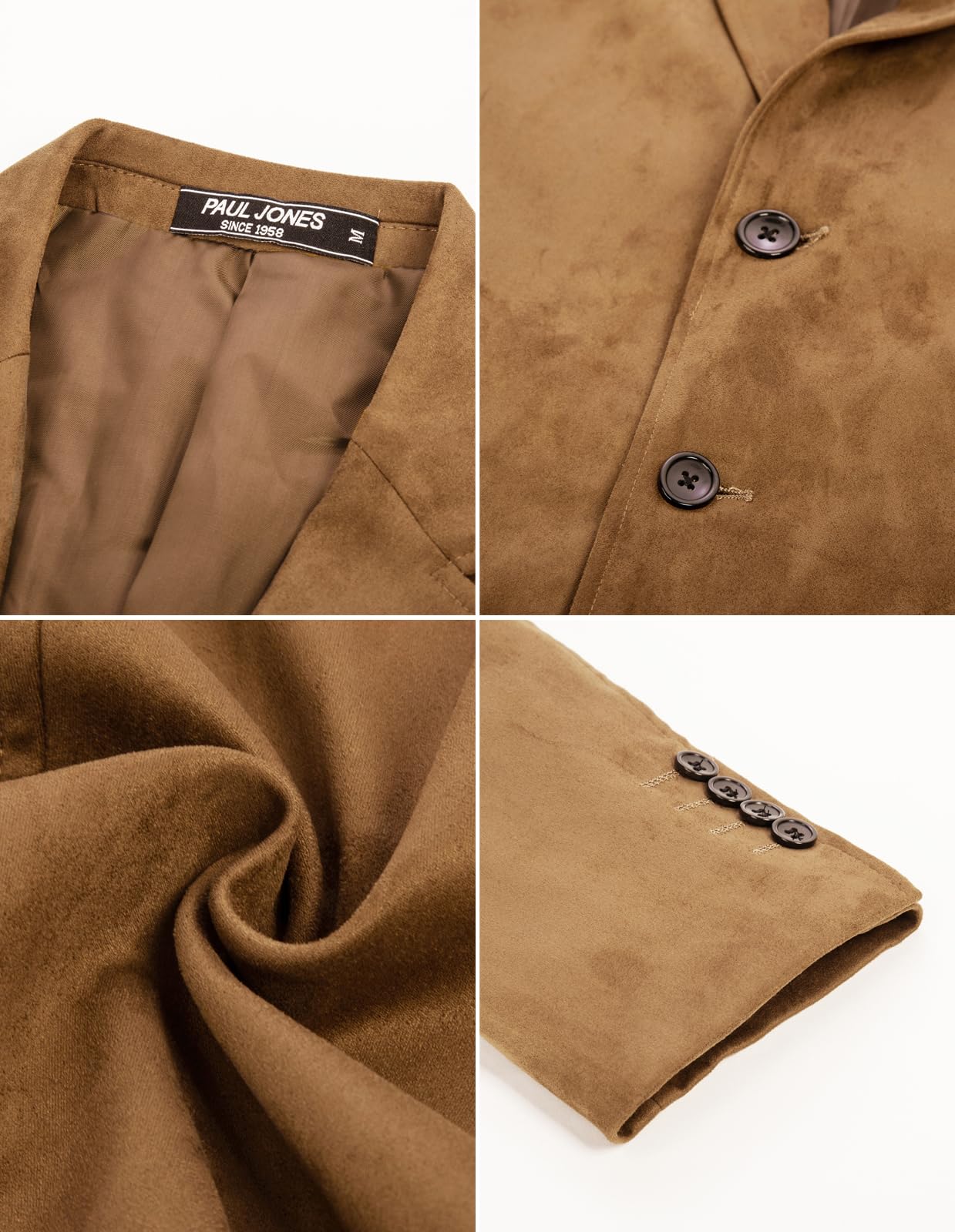 Men's Faux Leather Blazer Jacket - Casual 2-Button Suede Coat with Pockets for Office & Night Out