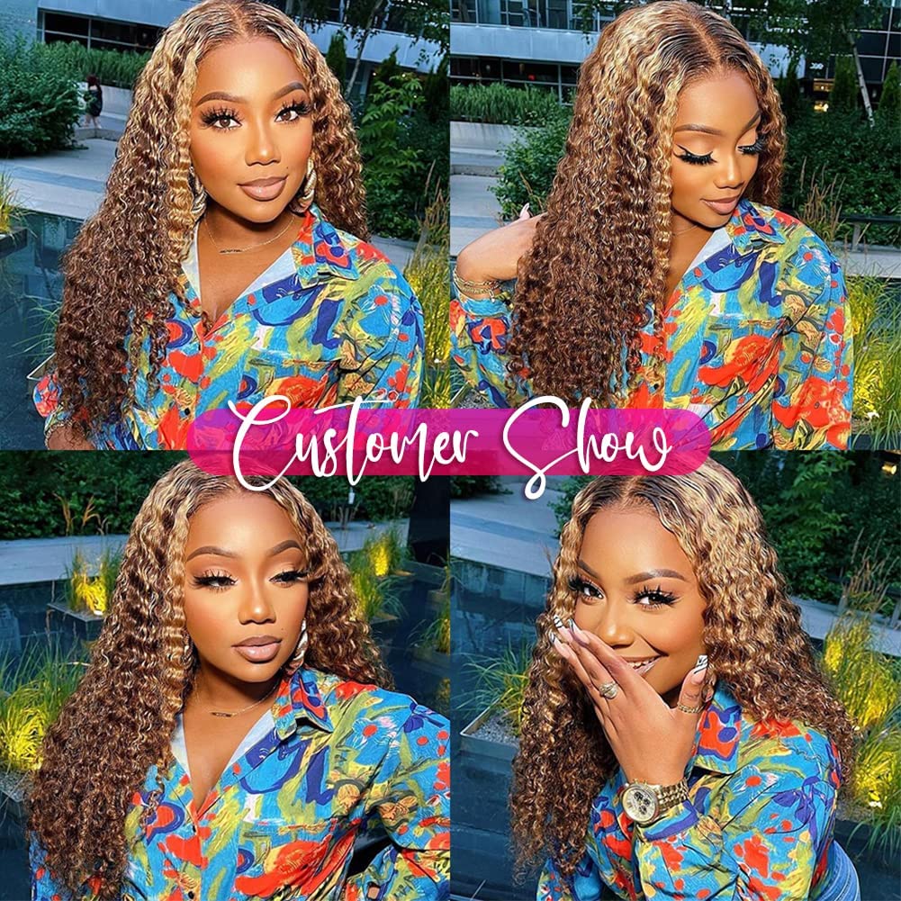 AliPearl 13x4 Honey Blonde Lace Front Human Hair Wig - Pre Plucked 4/27 Ombre Highlight Deep Wave Glueless Wig for Black Women | Perfect for Daily Wear, Cosplay & Special Occasions