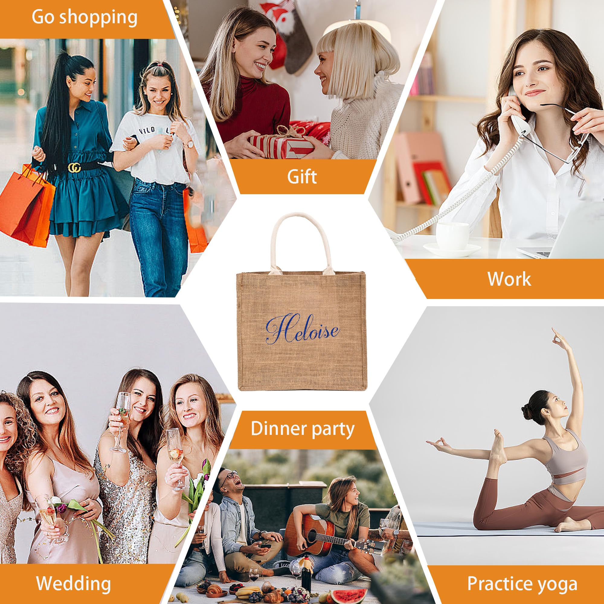 Custom Personalized Tote Bags for Women - Printed Name Linen Beach Bag | Perfect for Weddings, Birthdays, Vacations & Gifts for Bridesmaids, Moms, Teachers | Eco-Friendly Shopping & Travel Tote