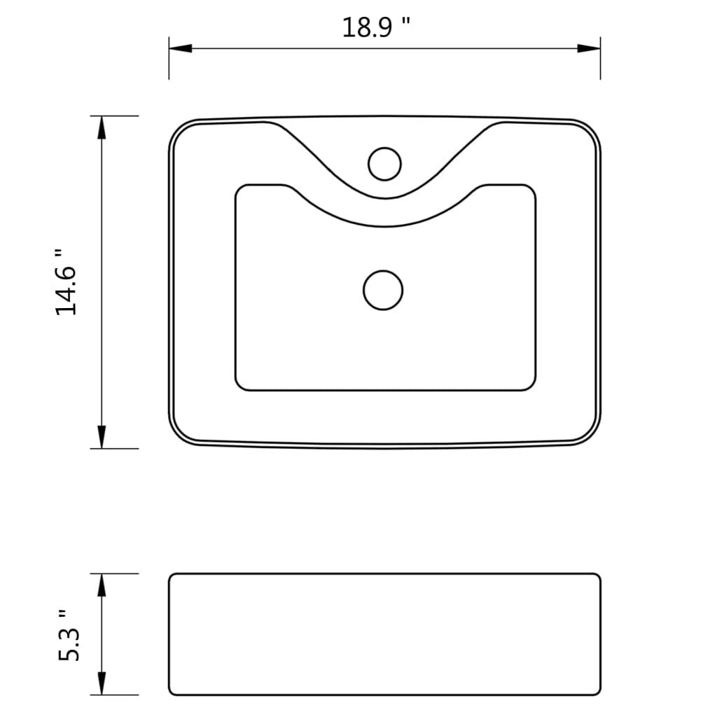 Modern White Square Ceramic Bathroom Sink with Faucet Hole - Art Basin for Washbasin, Fast Shipping | Perfect for Contemporary Bathroom & Powder Room Decor