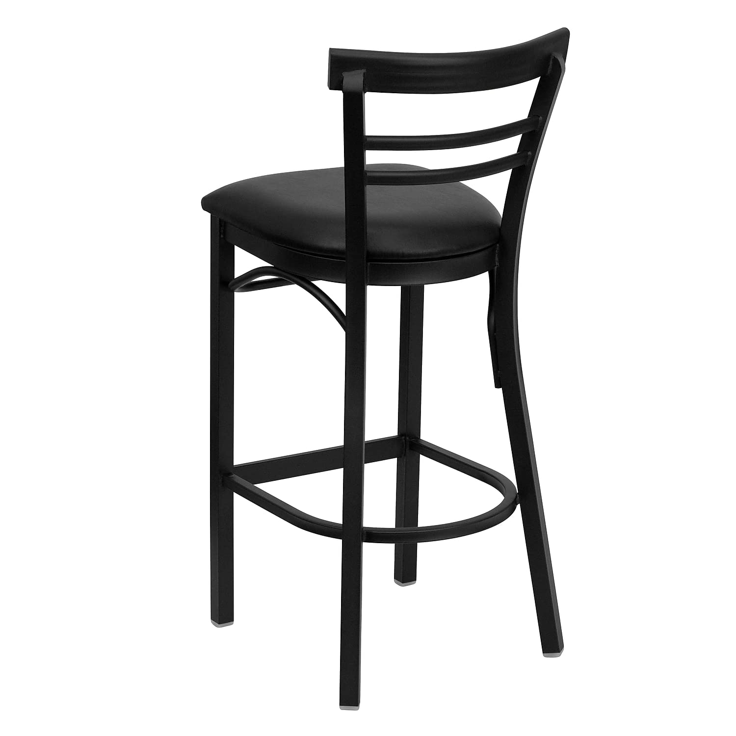 Flash Furniture 2-Pack HERCULES Series Black Metal Bar Stools with 2-Slat Ladder Back & Vinyl Seat - Heavy Duty Restaurant & Home Bar Stools for Kitchen Counter, Breakfast Nook & Commercial Use