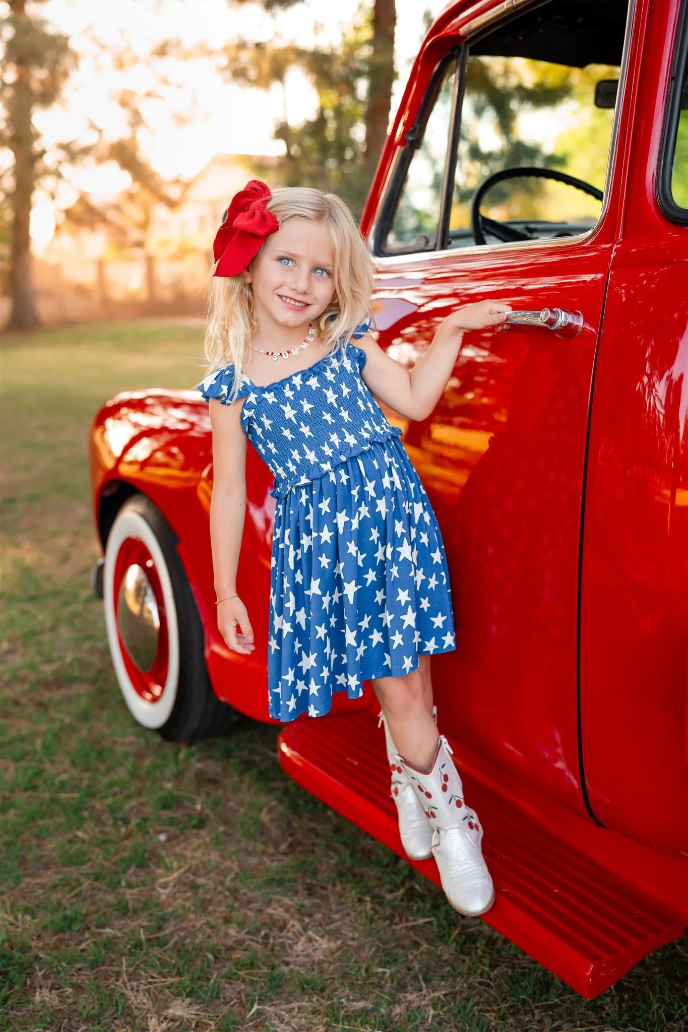 Stars Smocked Twirl Dress for Girls - Comfortable & Stylish Playtime Outfit for Parties, Holidays & Special Occasions