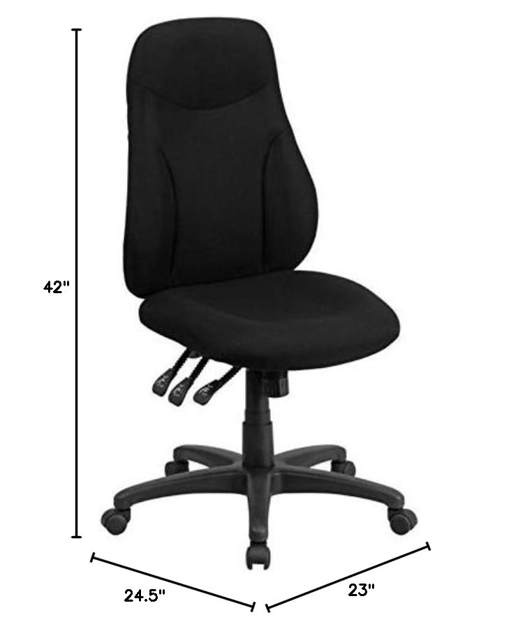 UrbanPro High Back Ergonomic Office Chair with Lumbar Support - Black Fabric Swivel Chair for Home & Office Workspace Comfort