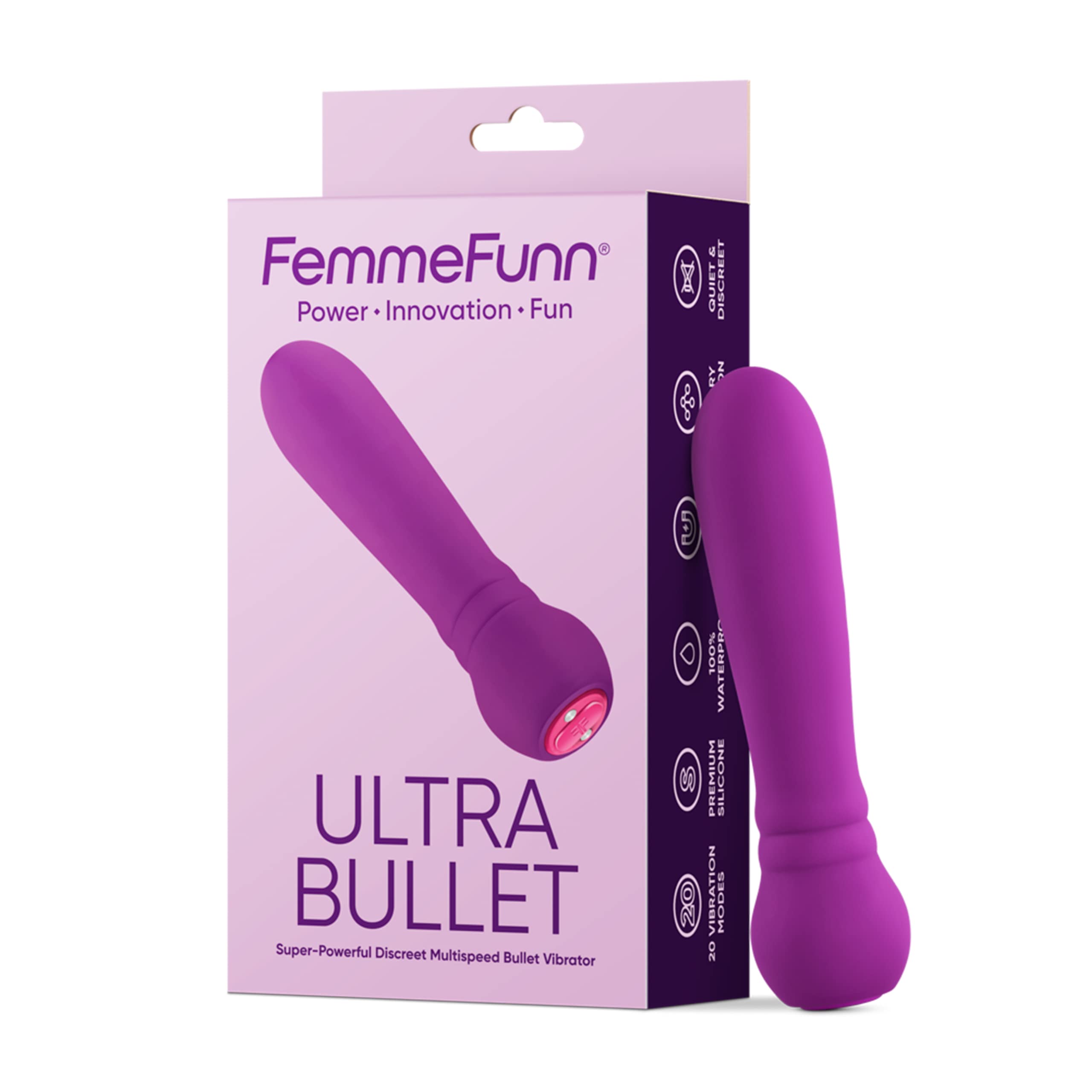 Premium Ultra Bullet Vibrator - 20 Powerful Vibration Modes, Waterproof & Whisper Quiet for Discreet Pleasure - Rechargeable Magnetic USB Charging - Body-Safe Silicone Clitoral & Nipple Stimulator - Perfect for Solo Play, Couples & Travel