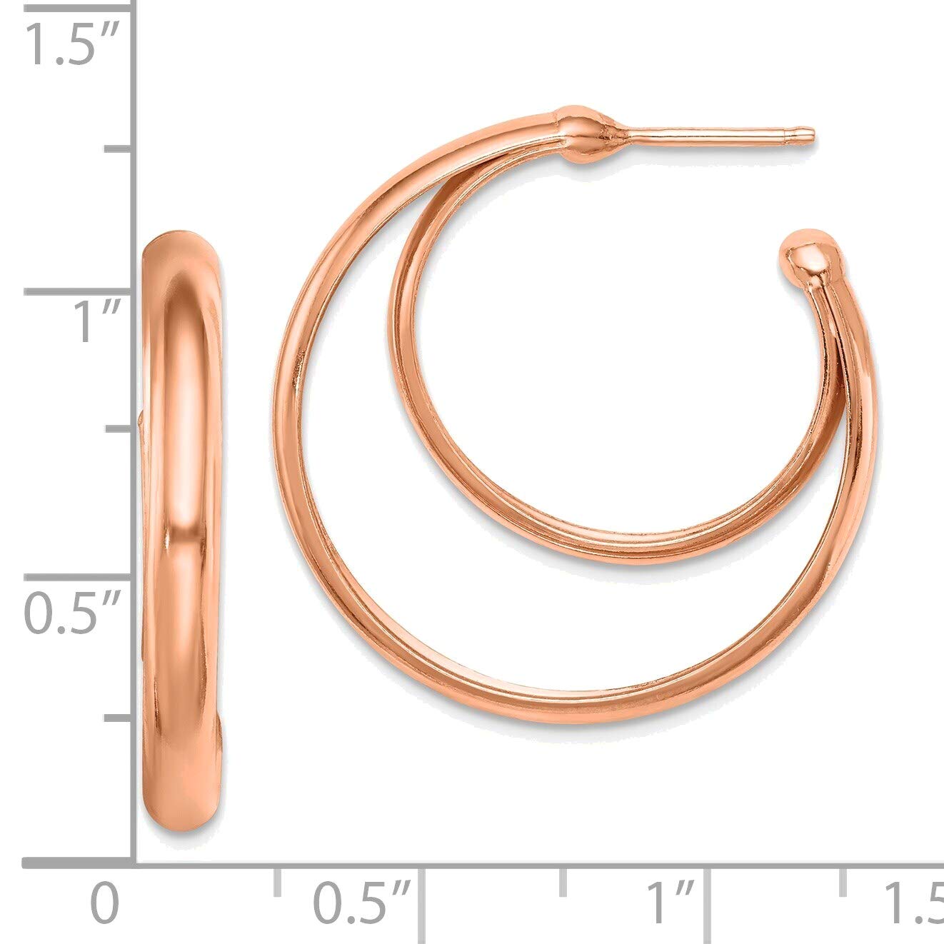 Sterling Silver Rose Gold Plated Hoop Earrings for Women - 28x3.5mm Post Earrings - Perfect for Everyday Wear, Date Nights & Special Occasions