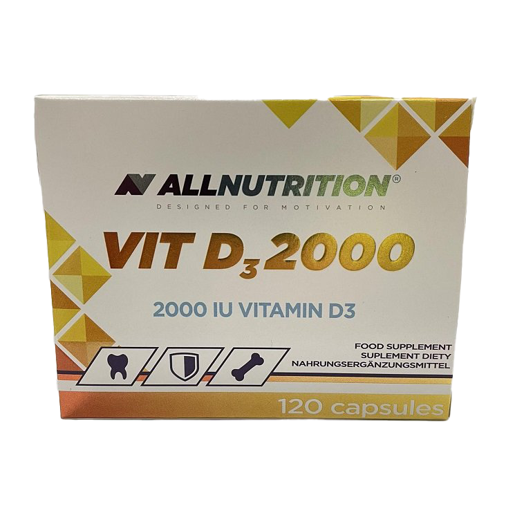 Allnutrition Vitamin D3 2000 IU Supplement - 120 Capsules for Immune Support & Bone Health - Daily Essential for Adults & Seniors - Supports Mood & Energy Levels