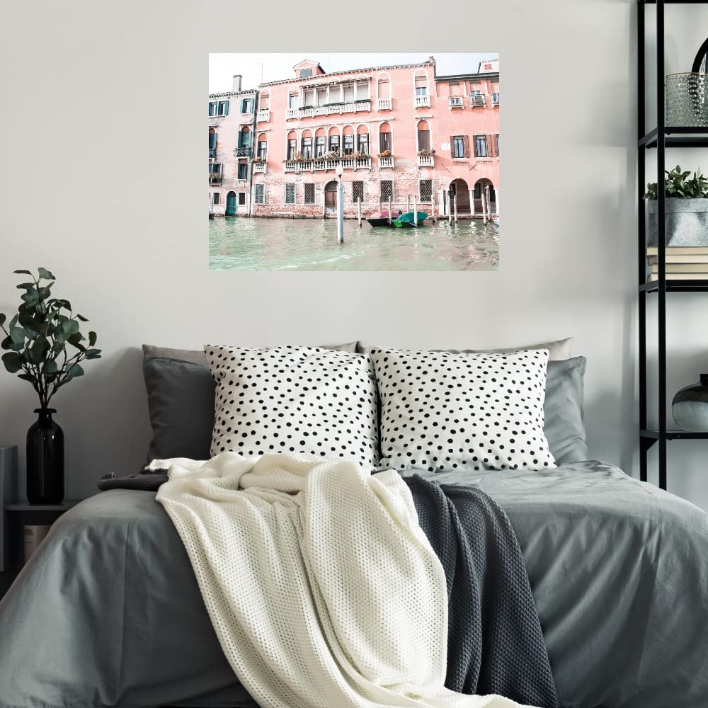 Premium Fine Art Canvas Print - Stunning Canal Building Wall Decor by Artist Nan - Ready to Hang 46