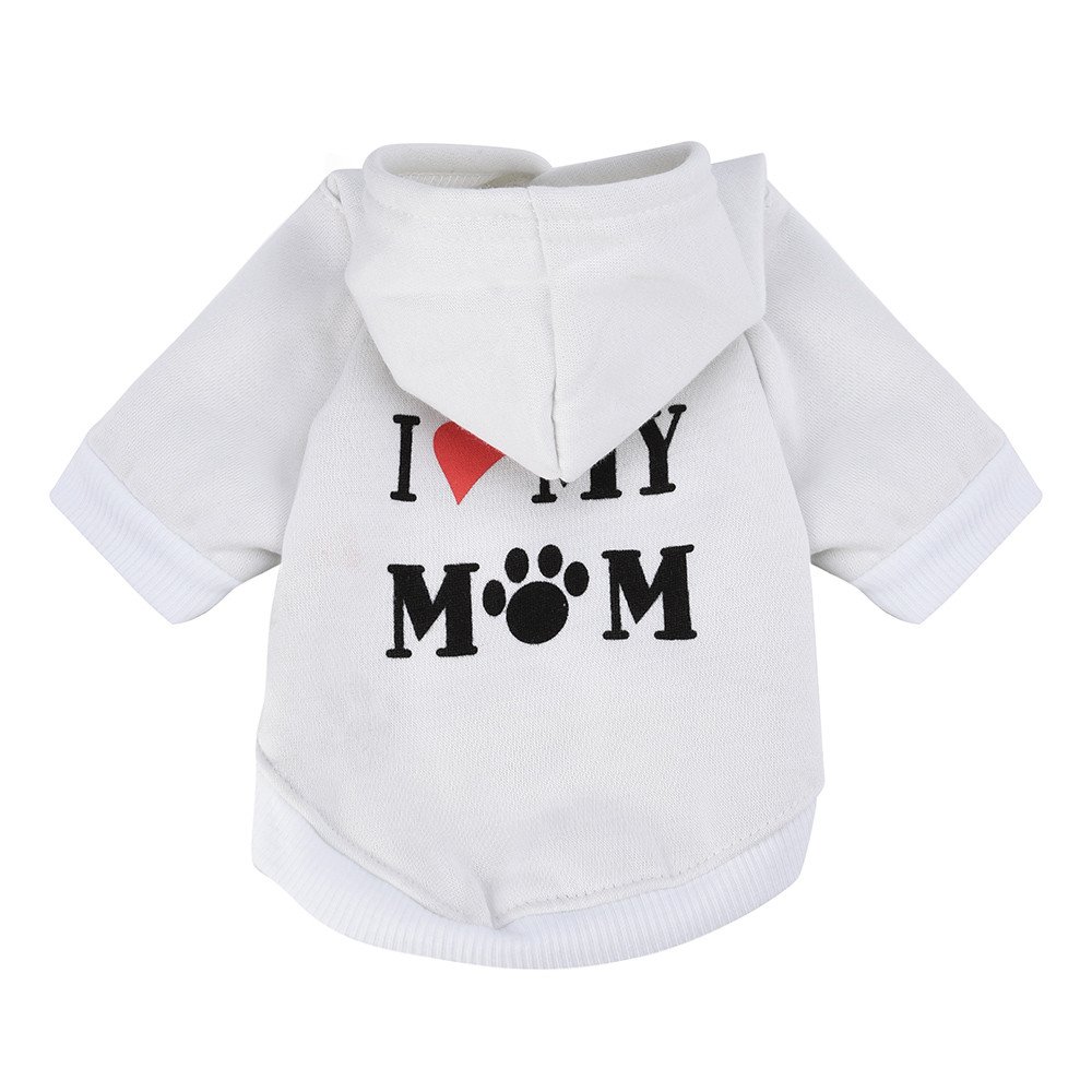 Dog Hoodie for Small Dogs - 'I Love My Mom' Pet Puppy Shirts | Cozy & Cute Outfit for Daily Walks & Family Photos