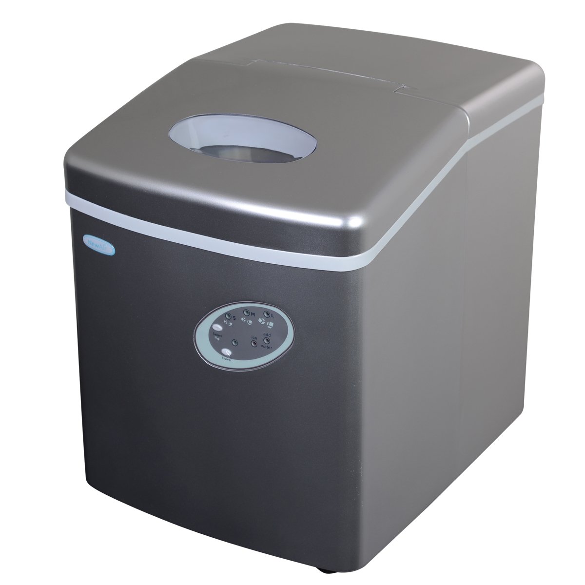 Newair AI-100S Silver Countertop Ice Maker Machine - Compact Automatic Ice Cube Maker Produces 28 lbs in 24 Hours, Ready in 6 Minutes - Perfect for Home Kitchen, Office, Bar, RV & Outdoor Entertaining