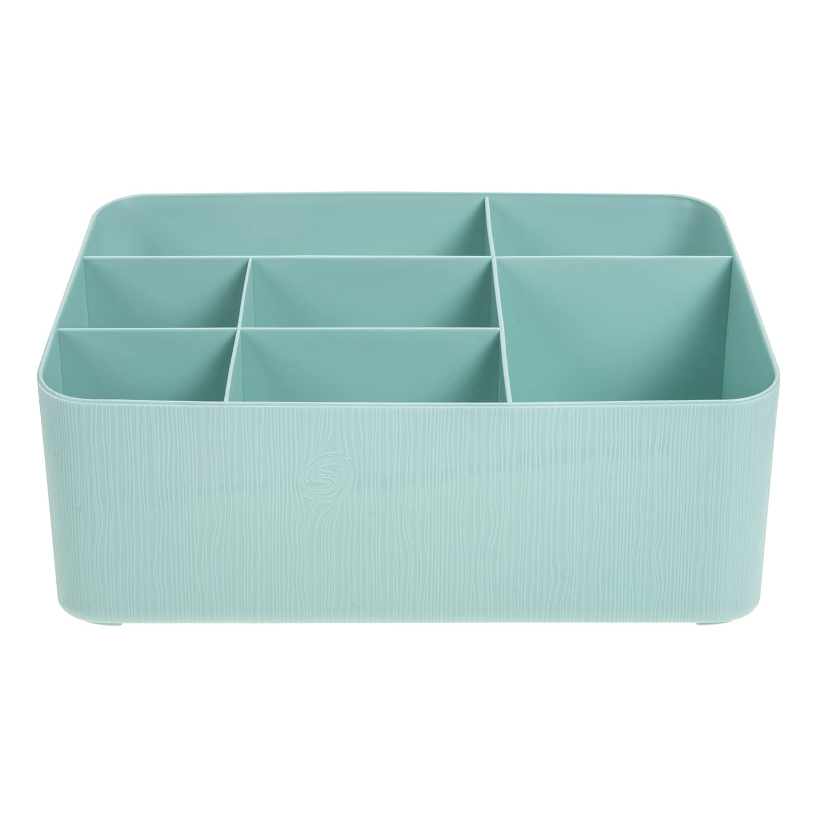 Zerodeko 7-Compartment Plastic Desktop Storage Basket - Remote Control Organizer, Office Desk Organizer Bin for Home & Office (Green) | Perfect for Organizing Stationery, Cords & Small Accessories