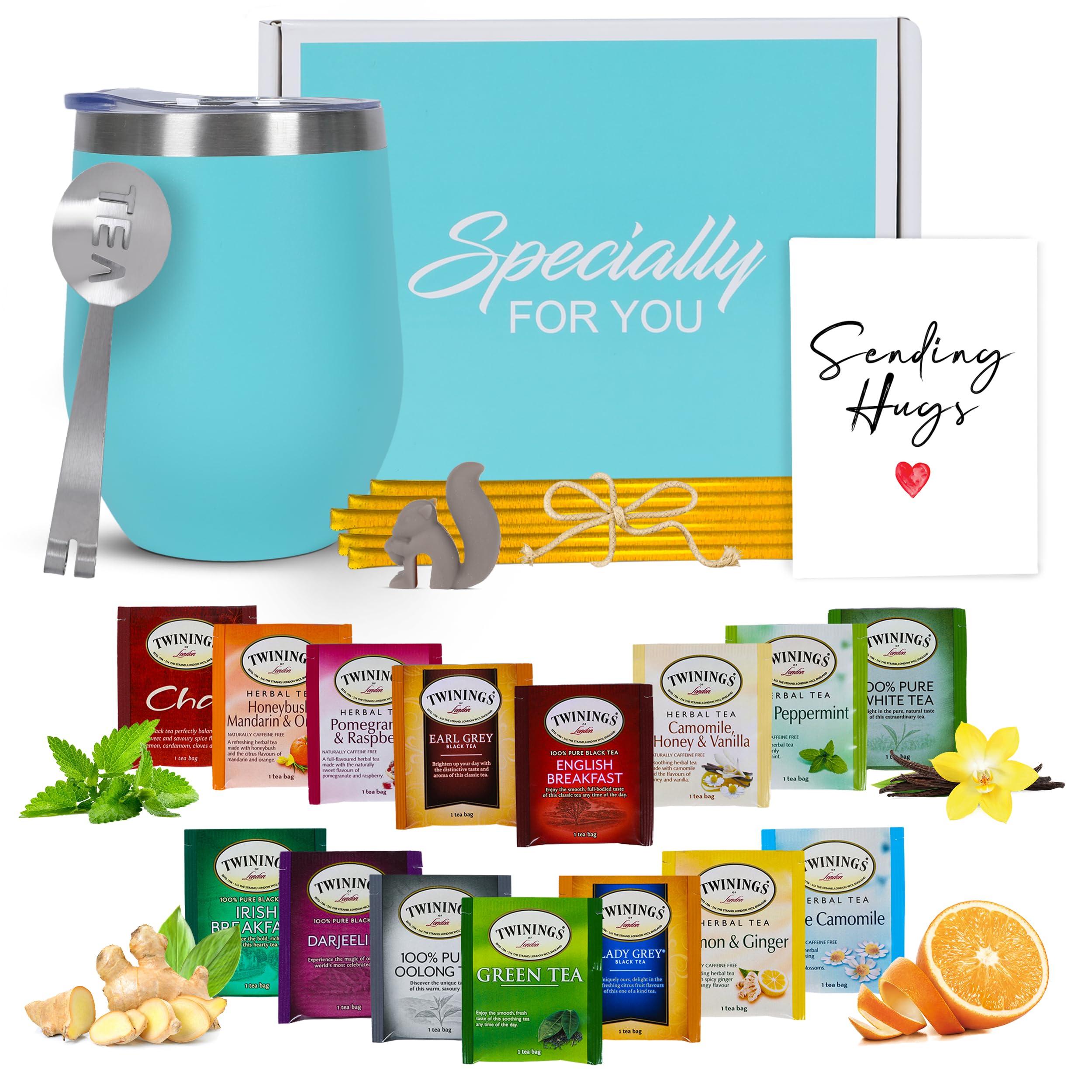 Premium Tea Gift Set for Tea Lovers - Wellness Care Package with Tea Sampler & Greeting Card - Perfect Get Well Soon Gift, Housewarming Present, or Thoughtful Surprise