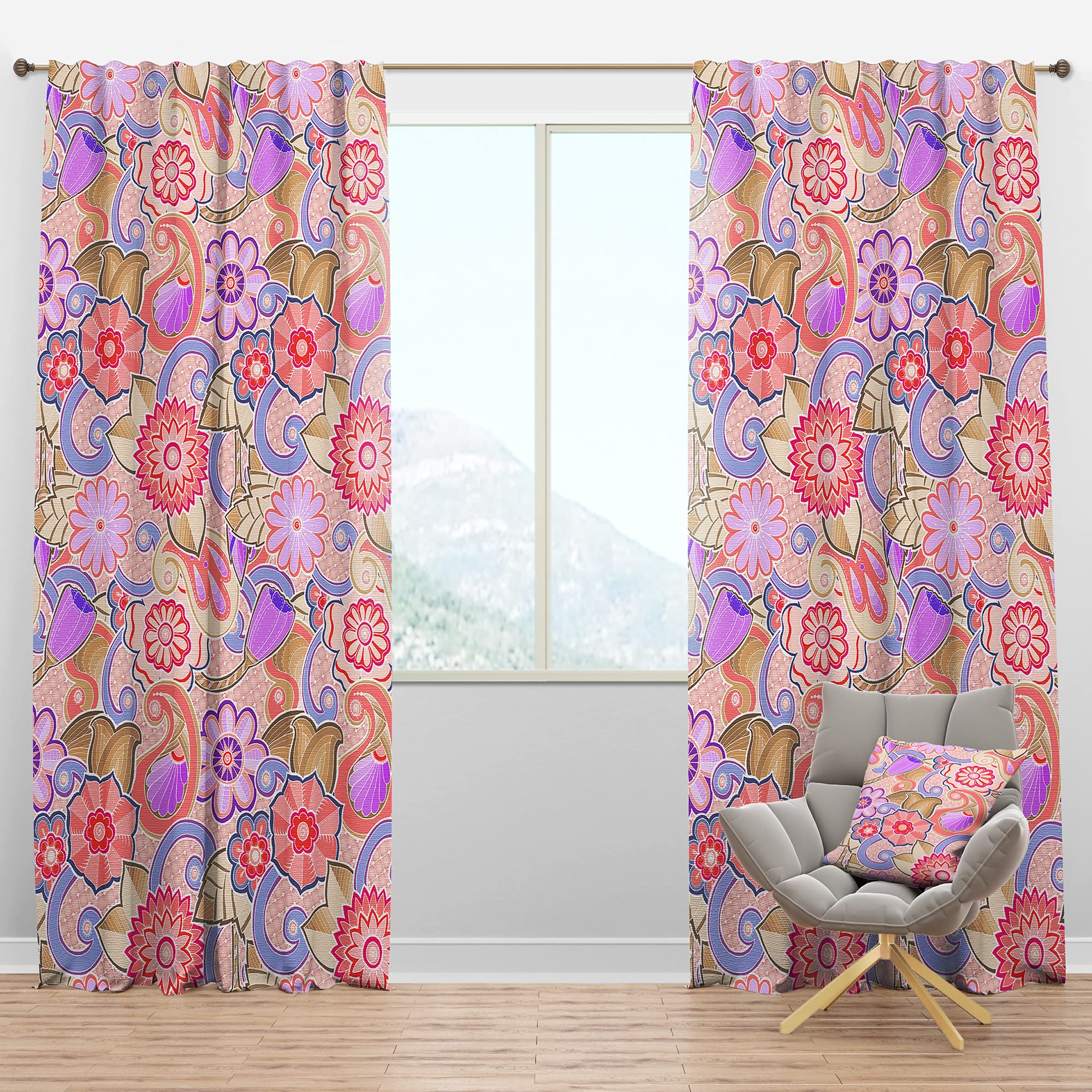 DesignQ Blackout Curtains 'Floral Botanical Retro XIII' - Thermal Insulated Single Panel (52x120) - Bedroom & Living Room Window Treatments for Light Blocking & Energy Efficiency | Perfect for Home Decor, Privacy & Temperature Control