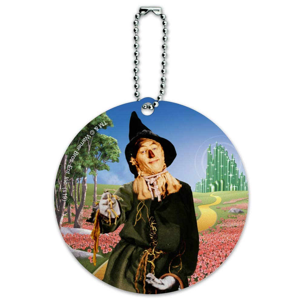 Wizard of Oz Scarecrow Character Round Luggage ID Tag - Durable Suitcase Name Tag for Carry-On Bags - Perfect for Travel Identification & Themed Luggage Accessories