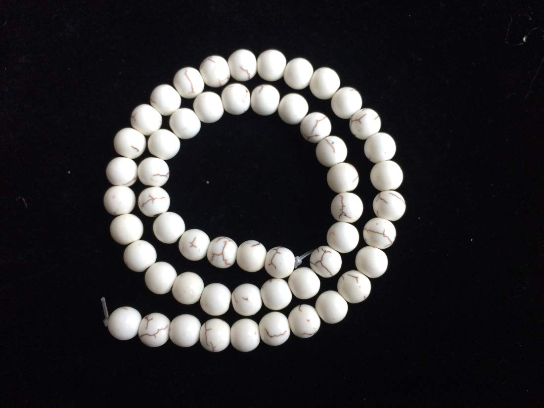 Natural White Magnesite Gemstone 8mm Round Loose Beads - 2 Strands (102-112pcs) - Imitated Howlite Spacer Beads for DIY Jewelry Making, Bracelets, Necklaces & Craft Projects
