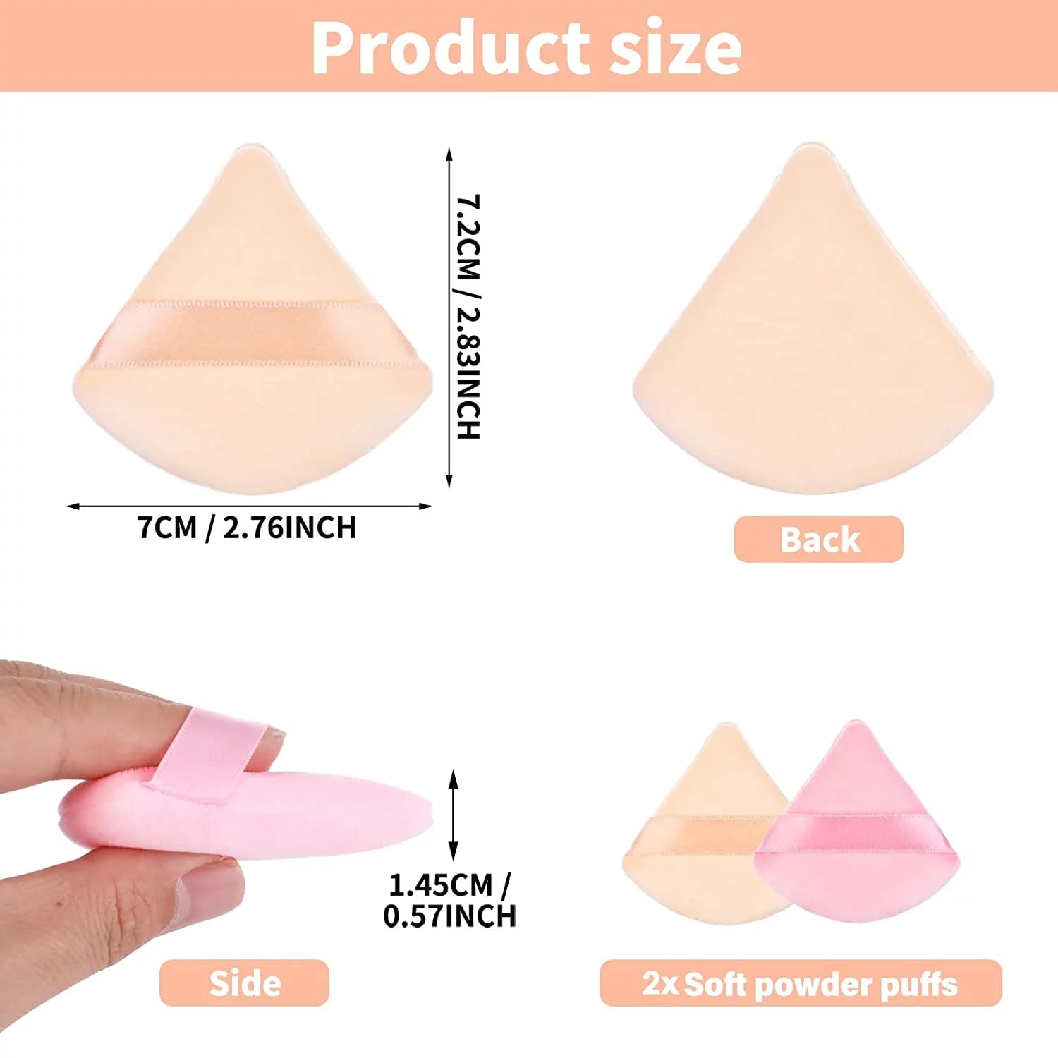 Felofix 6-Piece Velour Powder Puff Set - Soft Triangle Makeup Sponges for Loose & Body Powder, Foundation Blending Beauty Tools (Multicolor) - Perfect for Professional Makeup Application & Travel Touch-Ups