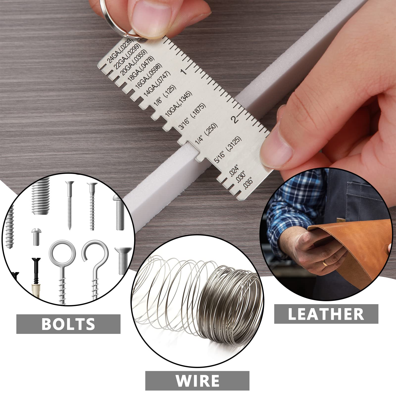 Double Sided Metal Thickness Gauge - Portable Wire & Sheet Measurement Tool for Welding & Metalworking (4pcs)