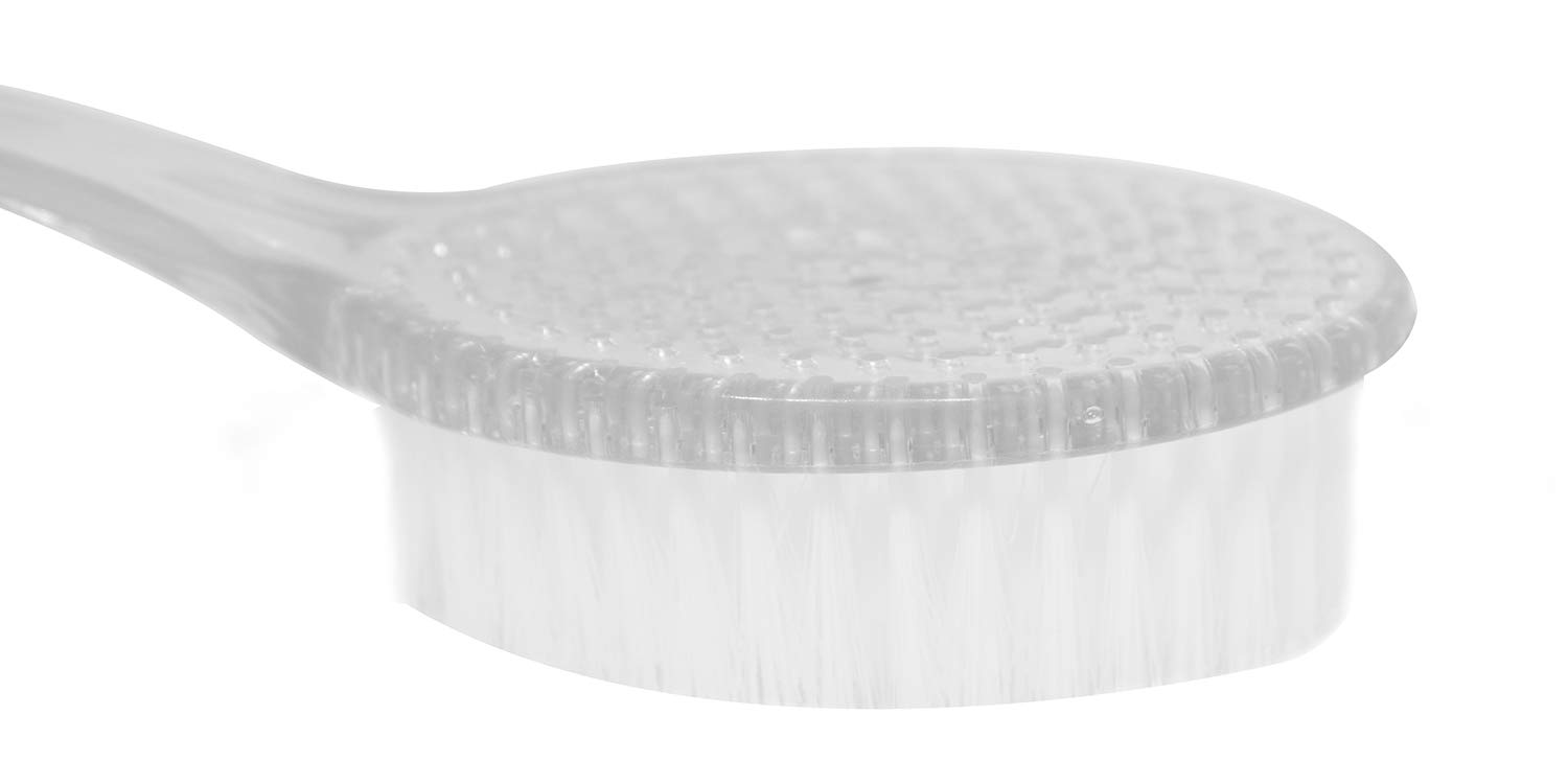 Ekan Soft Bristles Back Scrubber with Long Handle - Exfoliating Loofah Brush for Men & Women - Grey - Ideal for Shower, Bath & Spa Use - Pack of 1