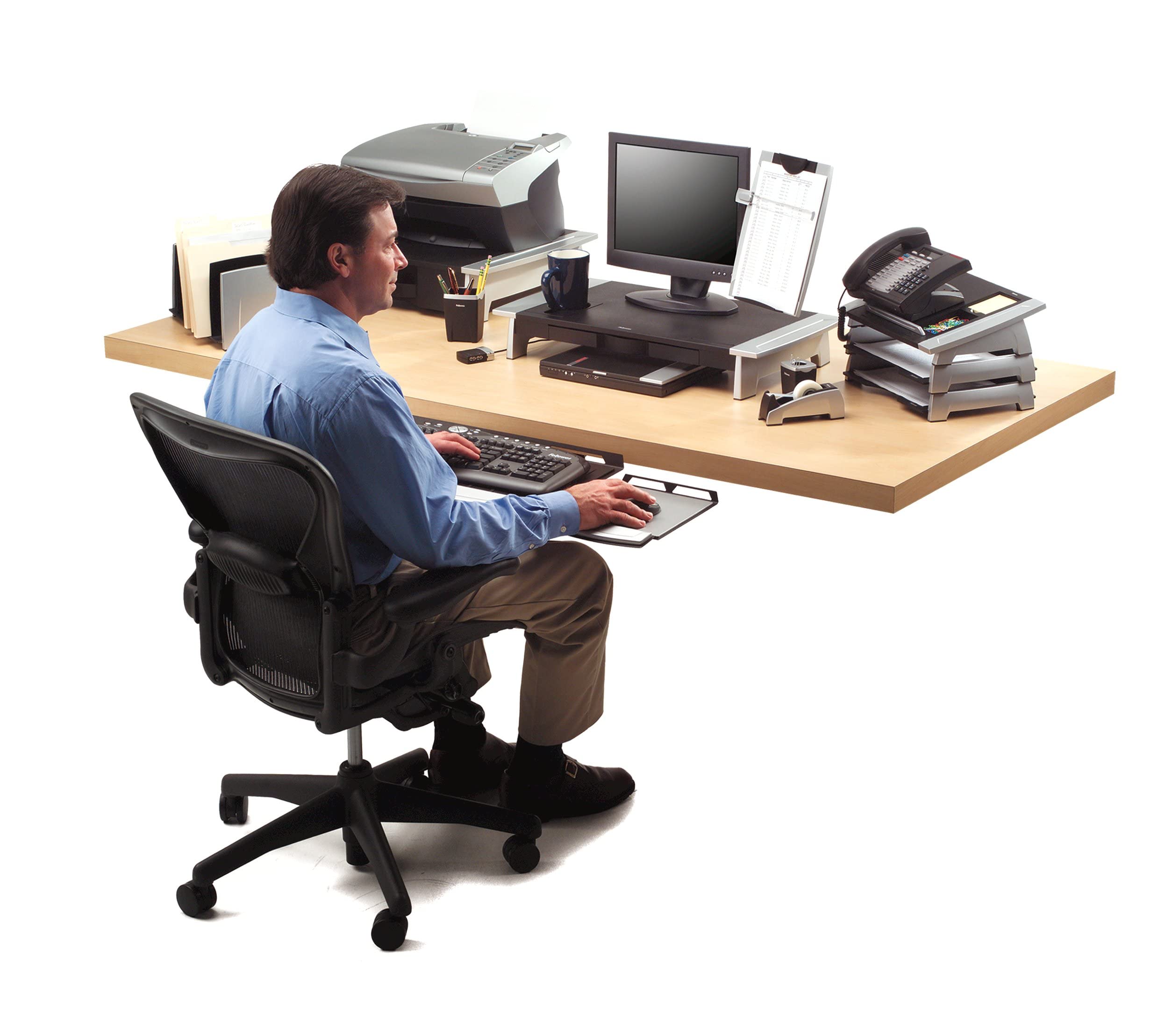 Fellowes 8031301 Adjustable Keyboard Tray for Office & Home - Ergonomic Computer Keyboard Stand with Smooth Gliding Motion, Perfect for Workstations & Gaming Setups