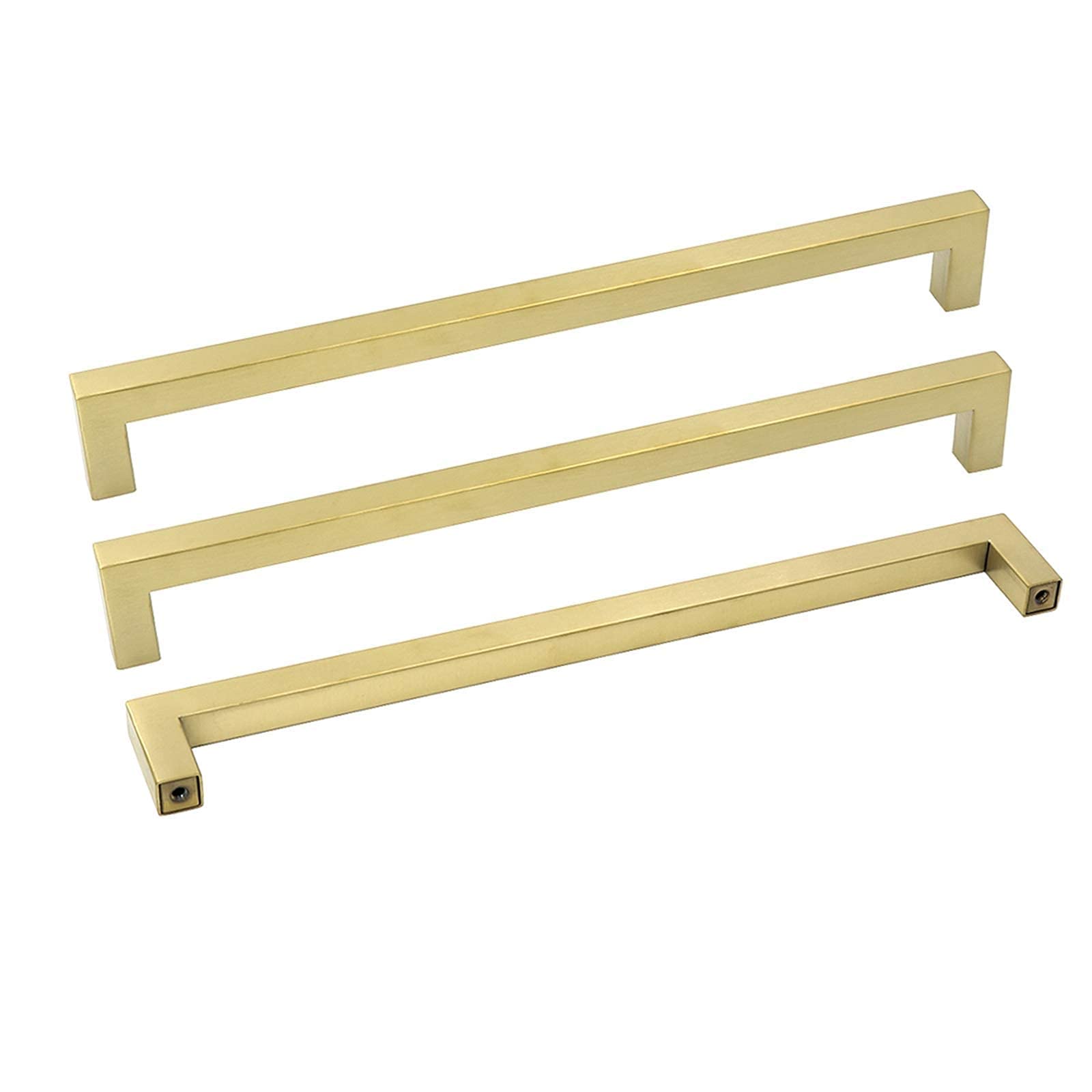 Goldenwarm 10-Pack Brushed Brass Cabinet Pulls - Modern Square Knobs for Kitchen & Bathroom