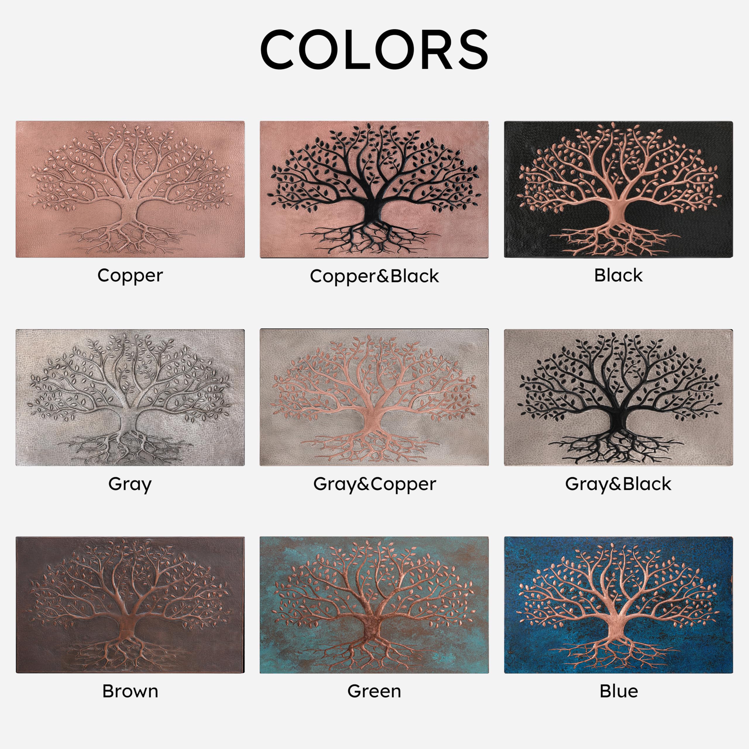 Handmade Copper Kitchen Backsplash Tiles - Tree of Life Design with Roots, Custom Stove Splashback Panel for Indoor & Outdoor Wall Decor (Gray & Copper) | Perfect for Farmhouse, Rustic, and Modern Kitchen Renovations