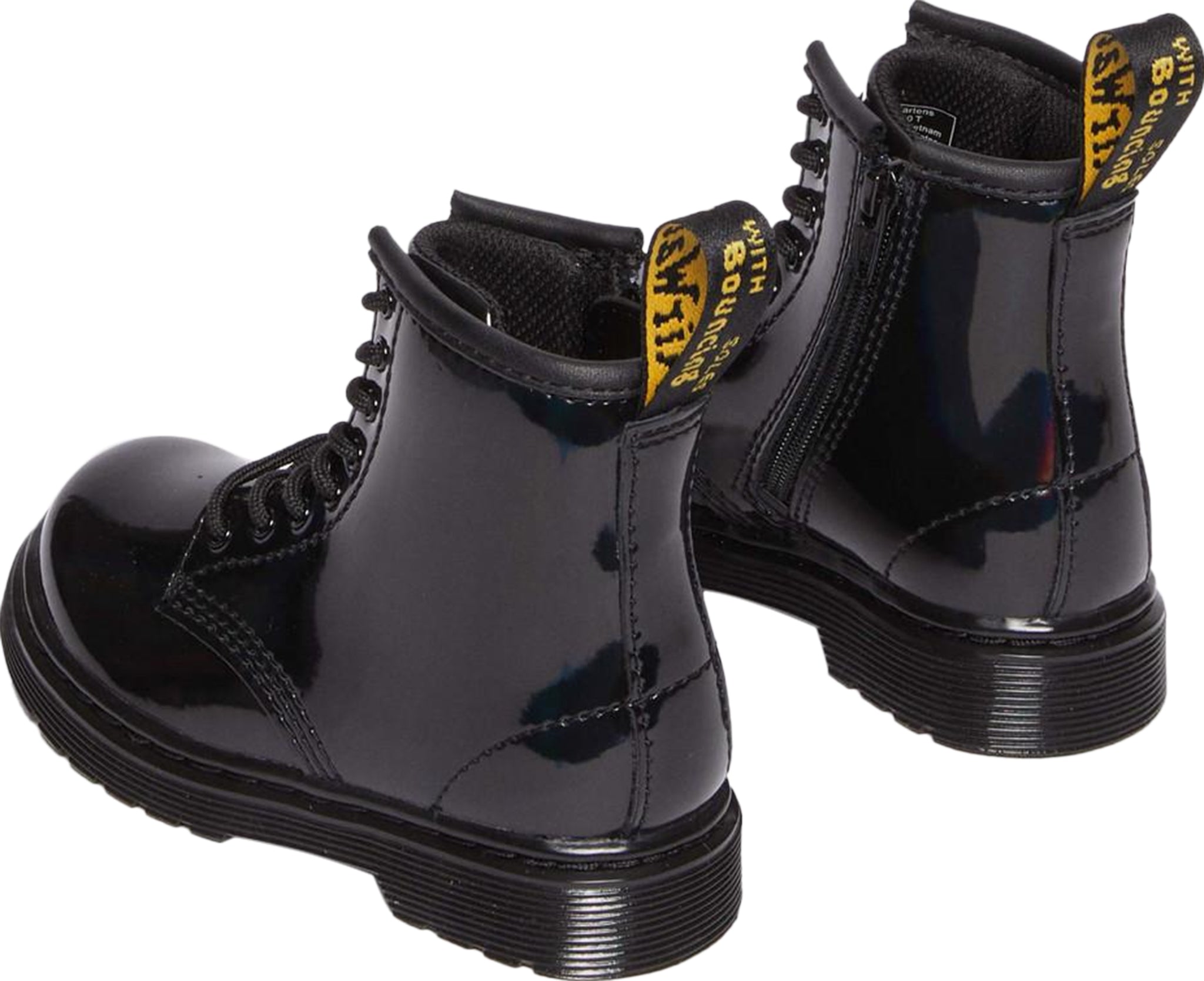 Dr. Martens 1460 Patent Leather Ankle Boots for Toddlers - Shiny Black Kids' Booties for Boys & Girls - Perfect for School, Playdates and Outdoor Adventures