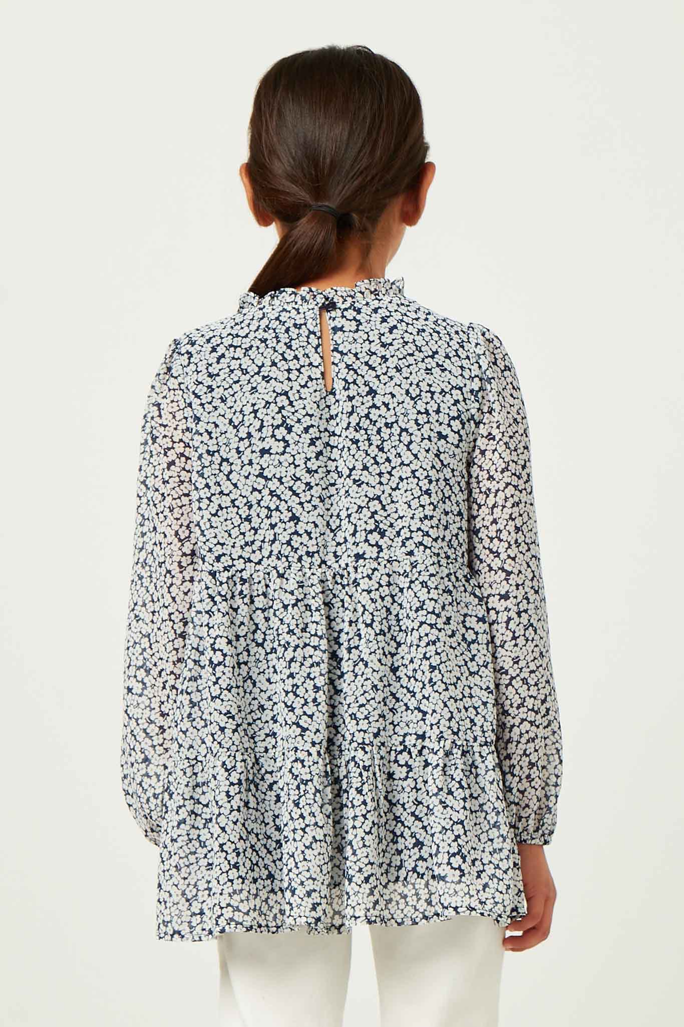 Women's Long Sleeve Floral Print Ruffle Peplum Blouse - Elegant Flowy Tunic Top for Work, Date Night & Special Occasions