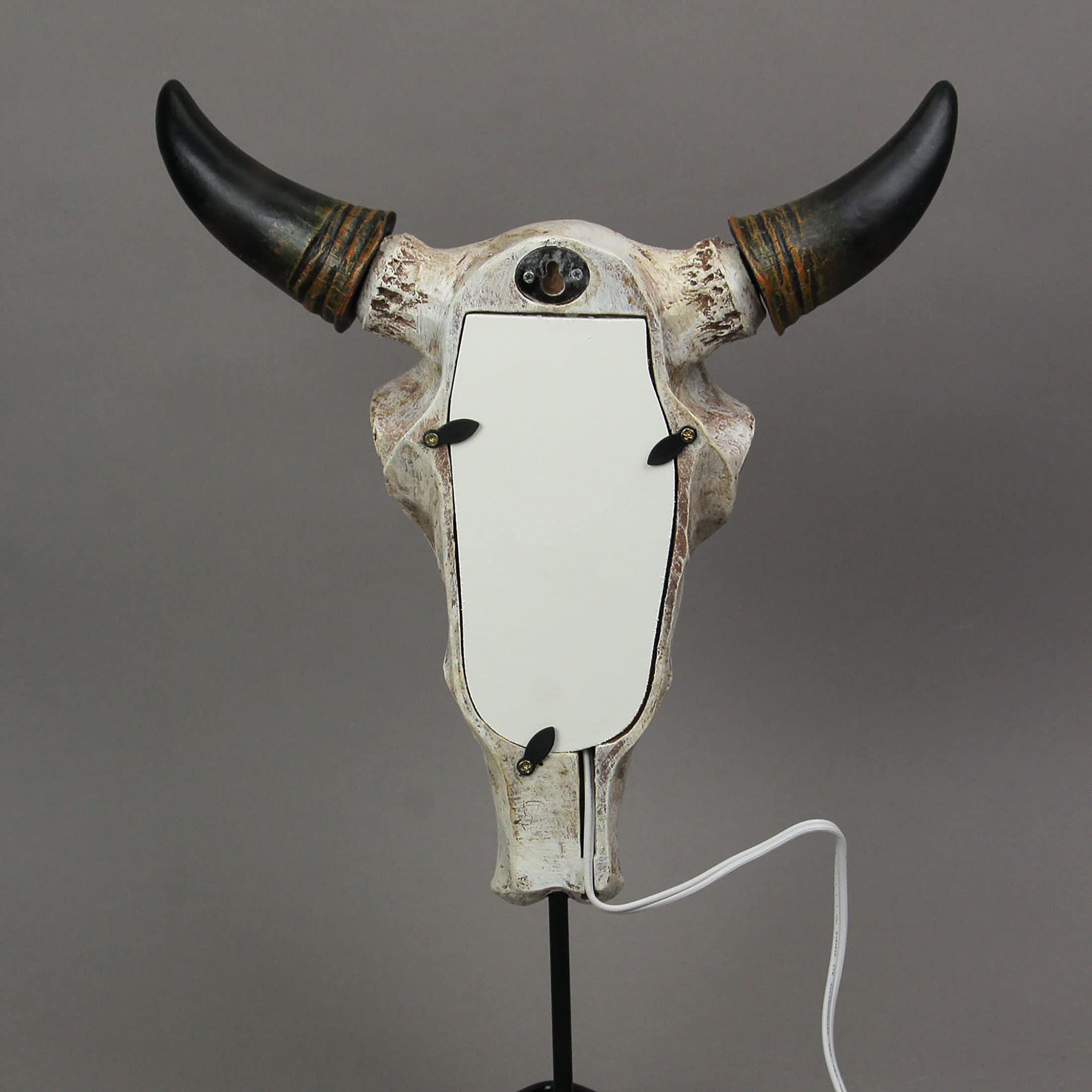 Zeckos Southwestern Style Steer Skull Resin Wall Sconce & Table Lamp with Removable Metal Stand & LED Bulb - Western Home Decor, Cowboy Theme Lighting for Living Room, Bedroom, or Bar (11.5 Inches High)