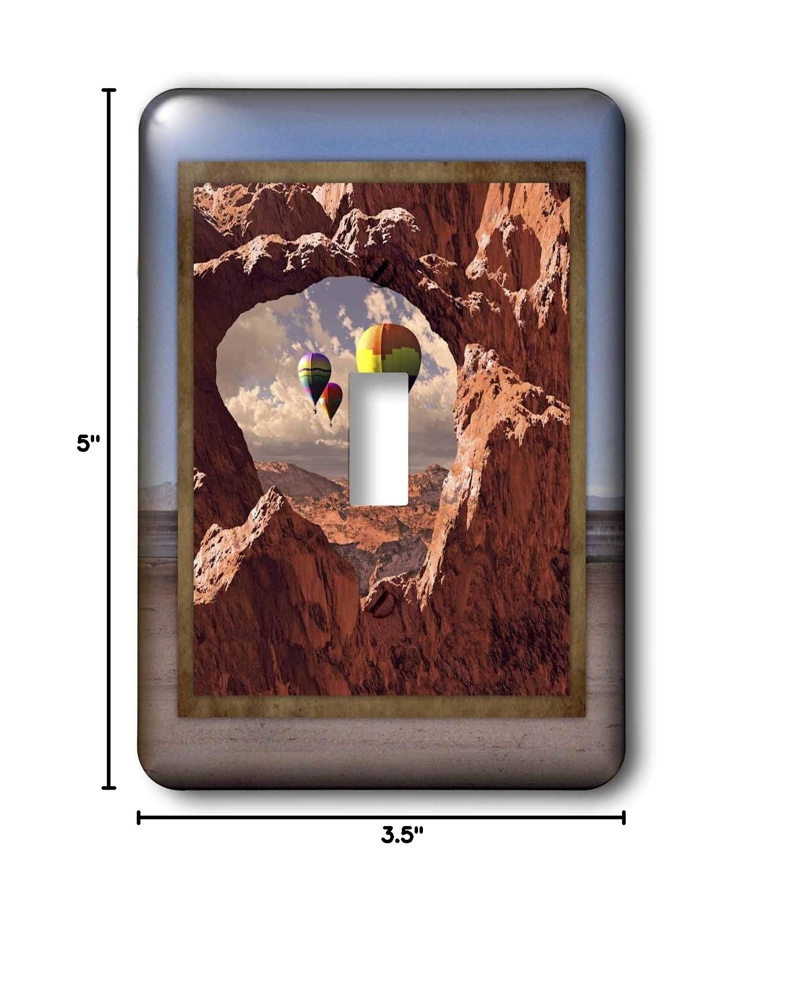 3D Rose Hot Air Balloons in The Southwest - Single Toggle Switch Cover Plate for Home Decor, Office & RV Use - Perfect for Light Switches, Electrical Outlets & DIY Projects