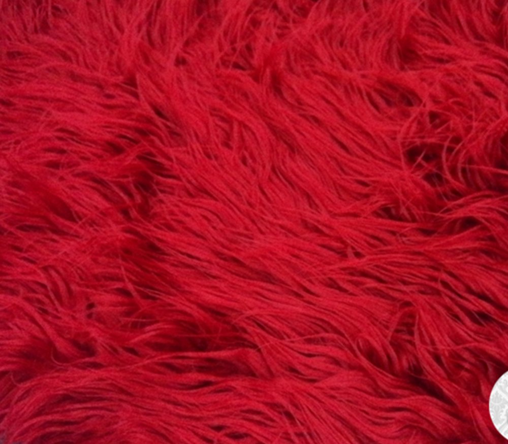 Faux Mongolian Fur Fabric by the Yard - Dark Red | Soft Plush Material for DIY Blankets, Coats & Home Decor
