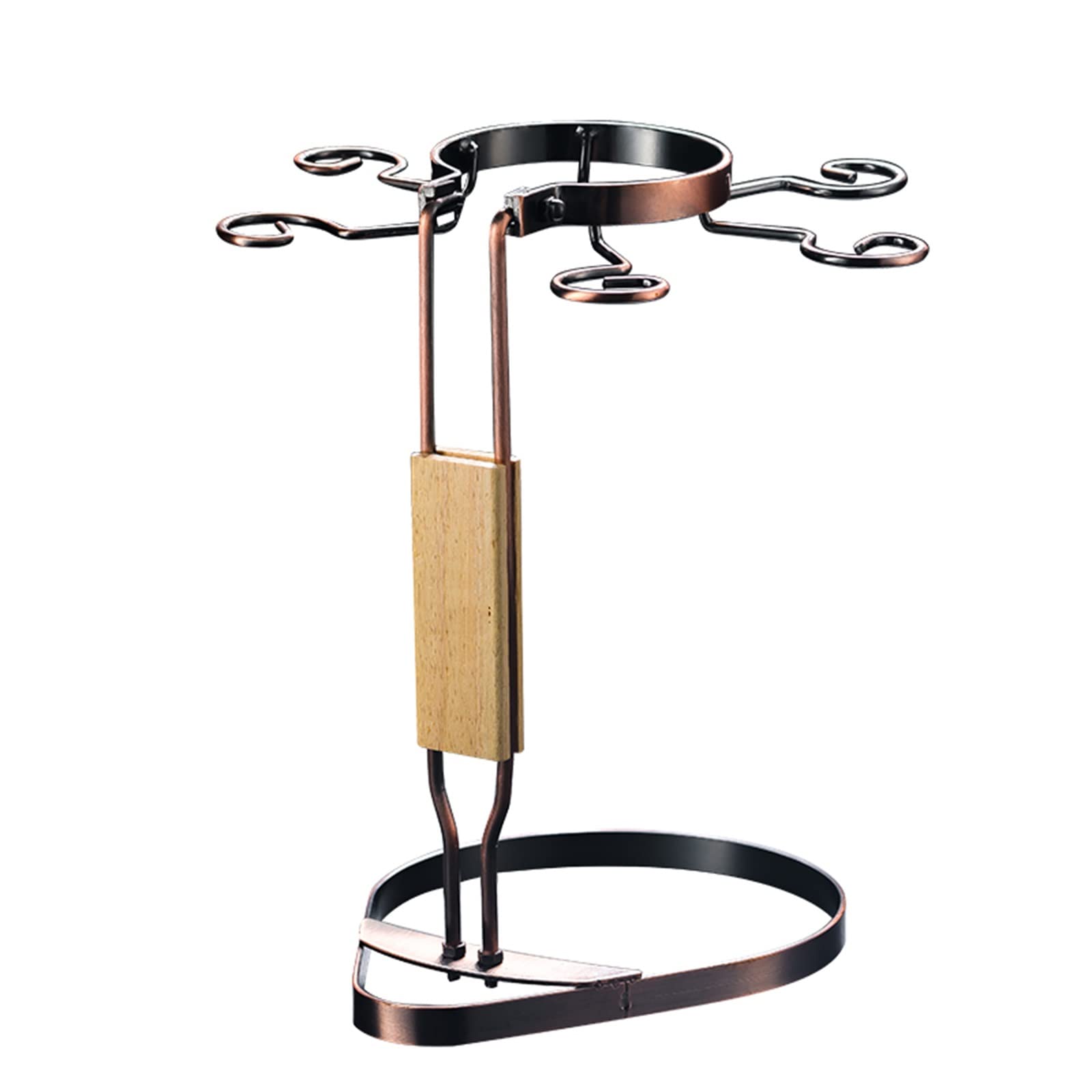 Premium Freestanding Wine Glass Holder - Countertop Stemware Rack Organizer for 1 Decanter & 6 Glasses - Red Copper Air Drying Stand - Perfect for Kitchen, Bar, Dining Room & Wine Cellar Storage