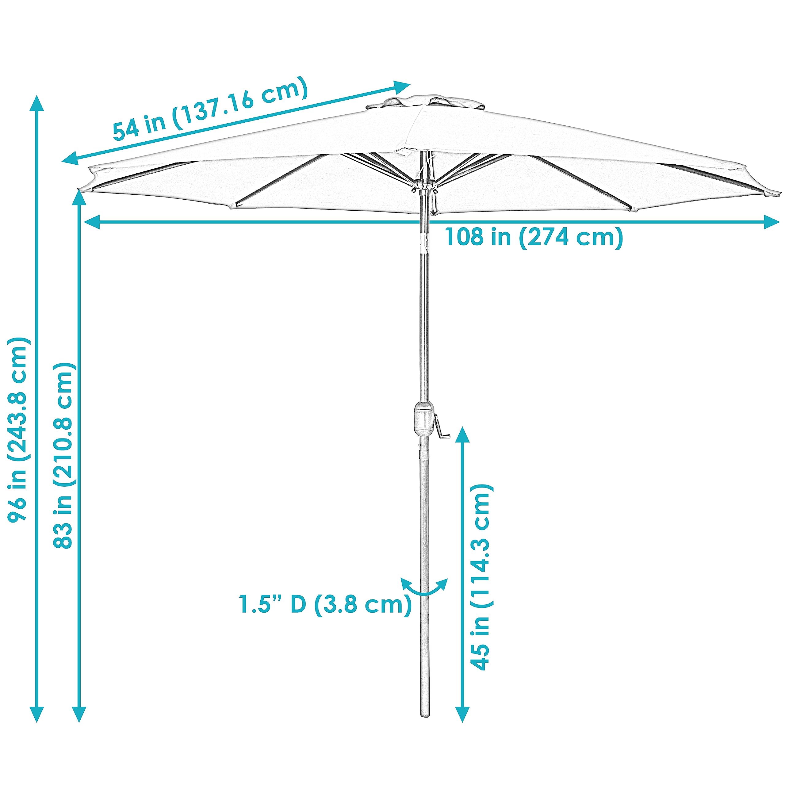 Sunnydaze 9 ft Outdoor Patio Umbrella with Push-Button Tilt & Crank - Heavy Duty 8-Rib Polyester Market Umbrella for Table - Sun Shade for Backyard, Poolside & Outdoor Dining - Red