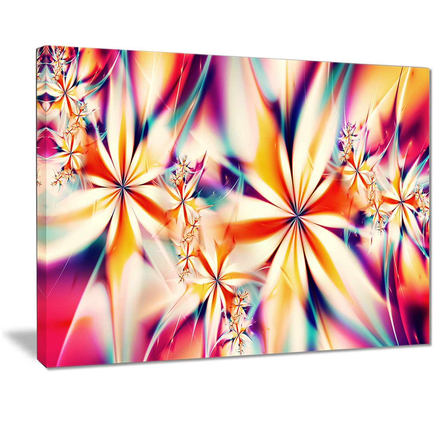 Designart Crystalize Pink Floral Metal Wall Art - MT3013 - 48x28 Inches - 4 Panel Set - Modern Home Decor for Living Room, Bedroom & Office